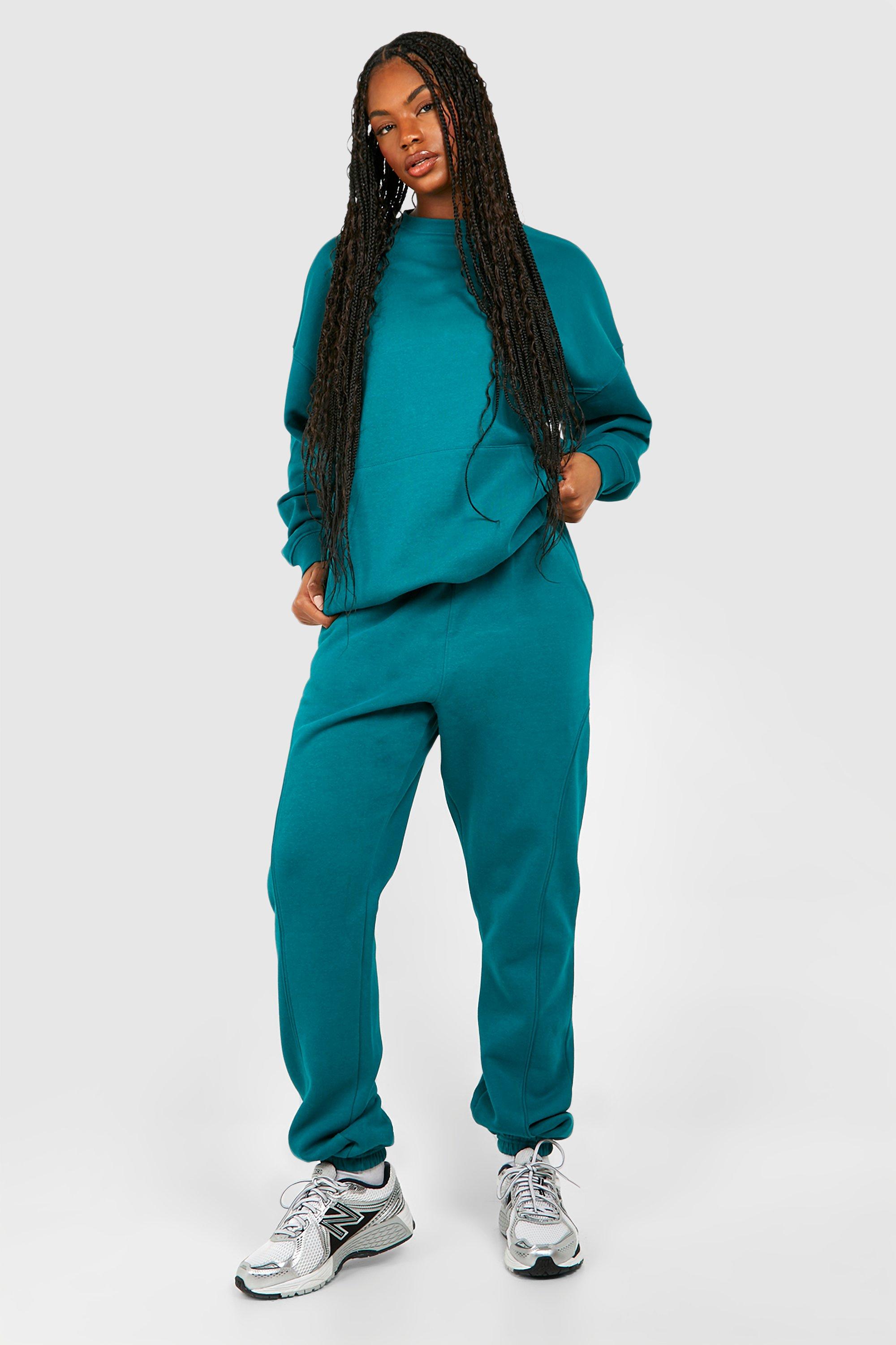 Womens Tall Piping Detail Jumper Tracksuit - Green - M, Green