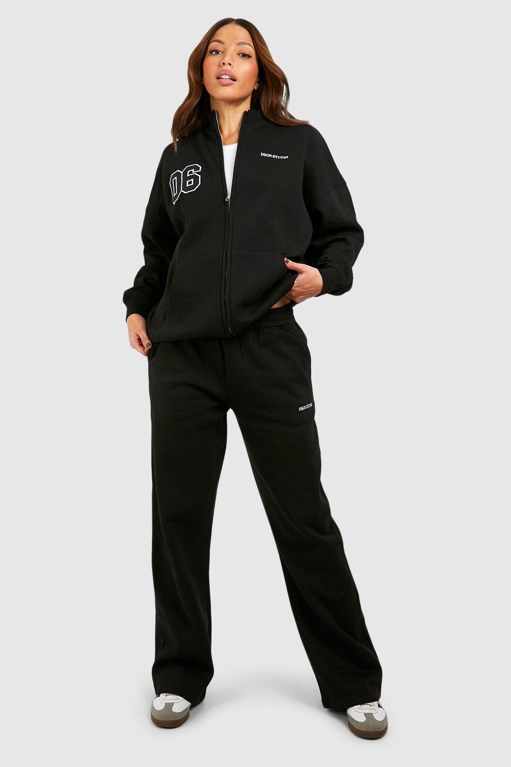 Womens Tall Dsgn Studio 06 Zip Up Applique Tracksuit - Black - L, Black