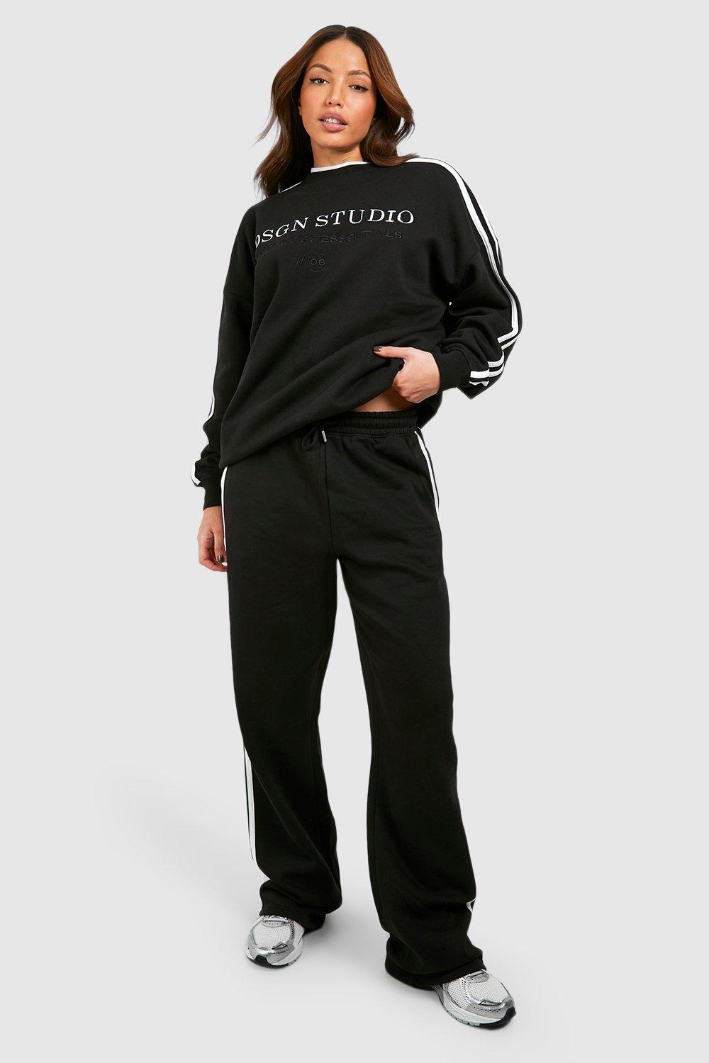 Womens Tall Dsgn Studio Wardrobe Essentials Applique Tracksuit - Black - L, Black