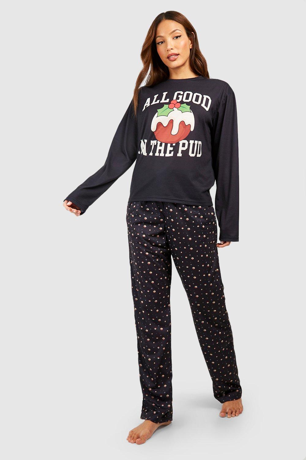 Womens Tall All Good In The Pud Pyjama Set - Black - 8, Black