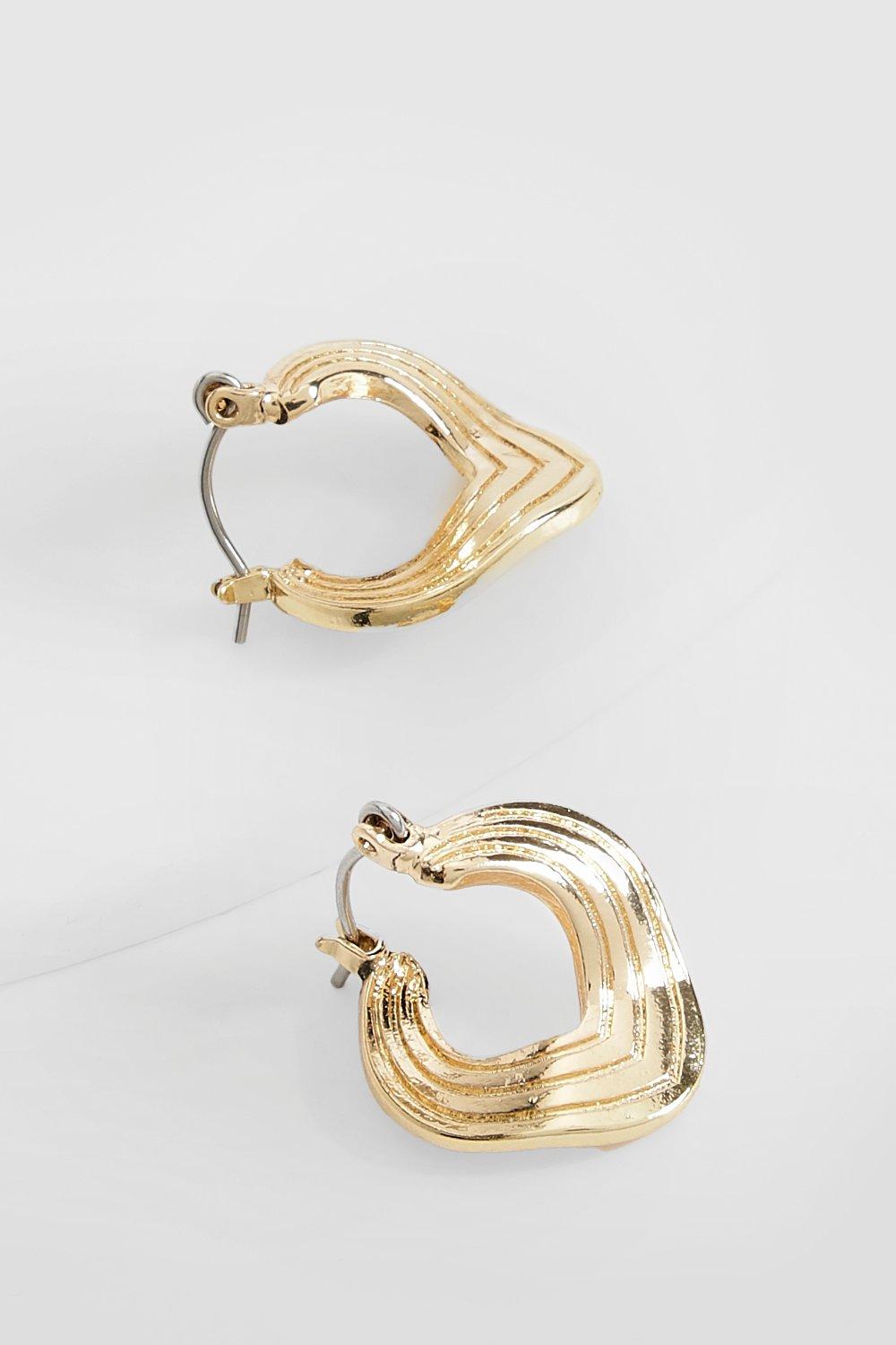 Womens Textured Squiggle Earrings - Gold - One Size, Gold