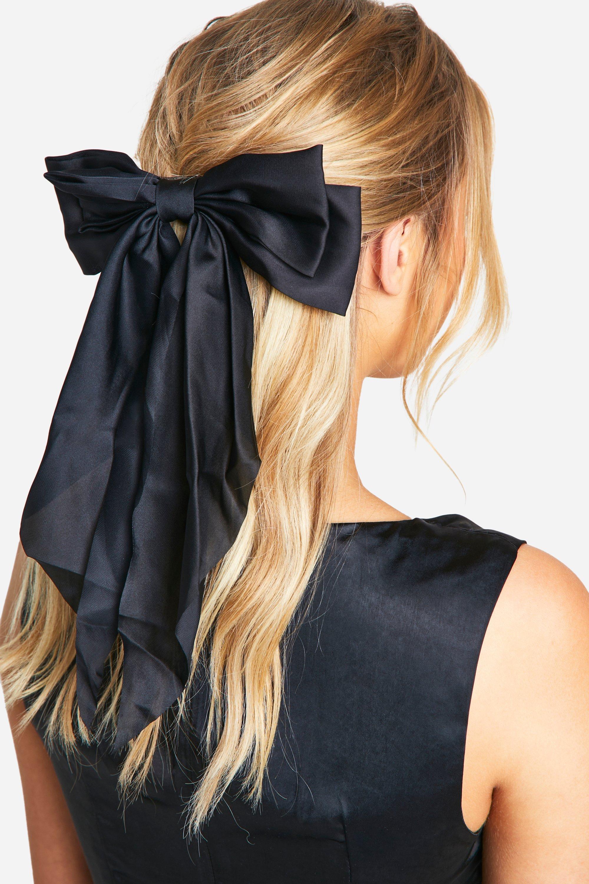 Click to view product details and reviews for Womens Black Large Satin Bow Hair Clip One Size Black.