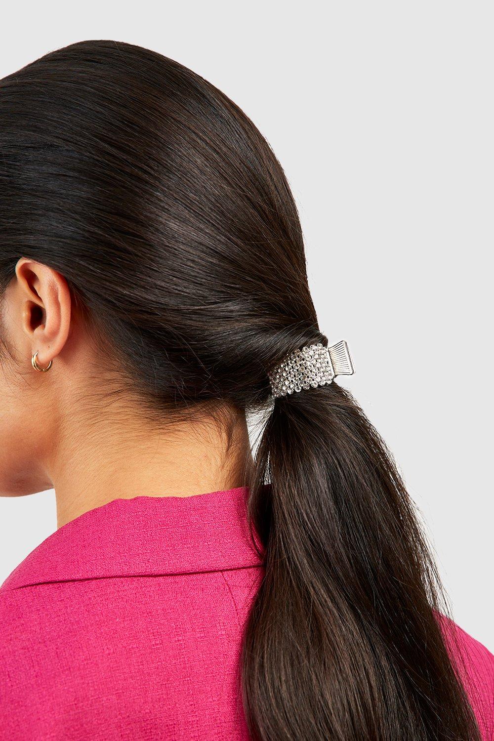 Womens Embellished Ponytail Hair Clip Grey One Size Grey