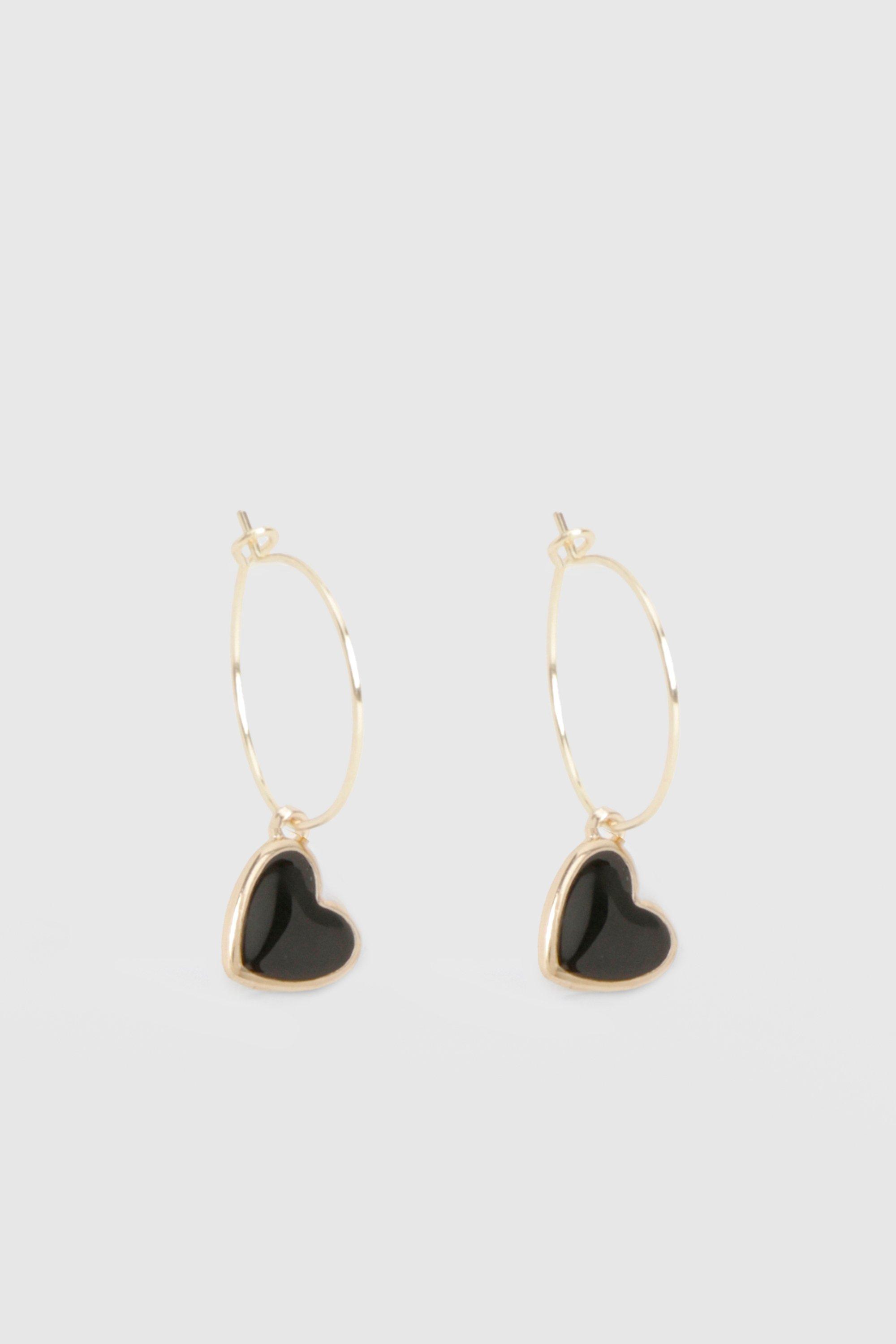 Image of Orecchini con pendente a cuore nero, Metallics