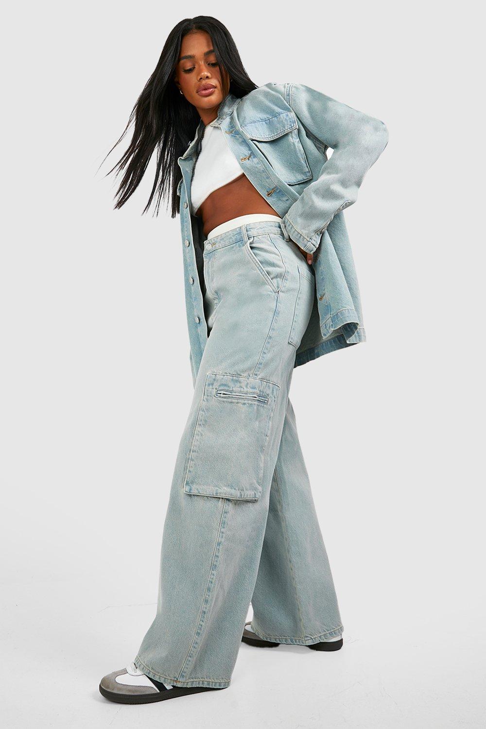 Jean Large À Poches Cargo Zippées - Bleu - 40, Bleu