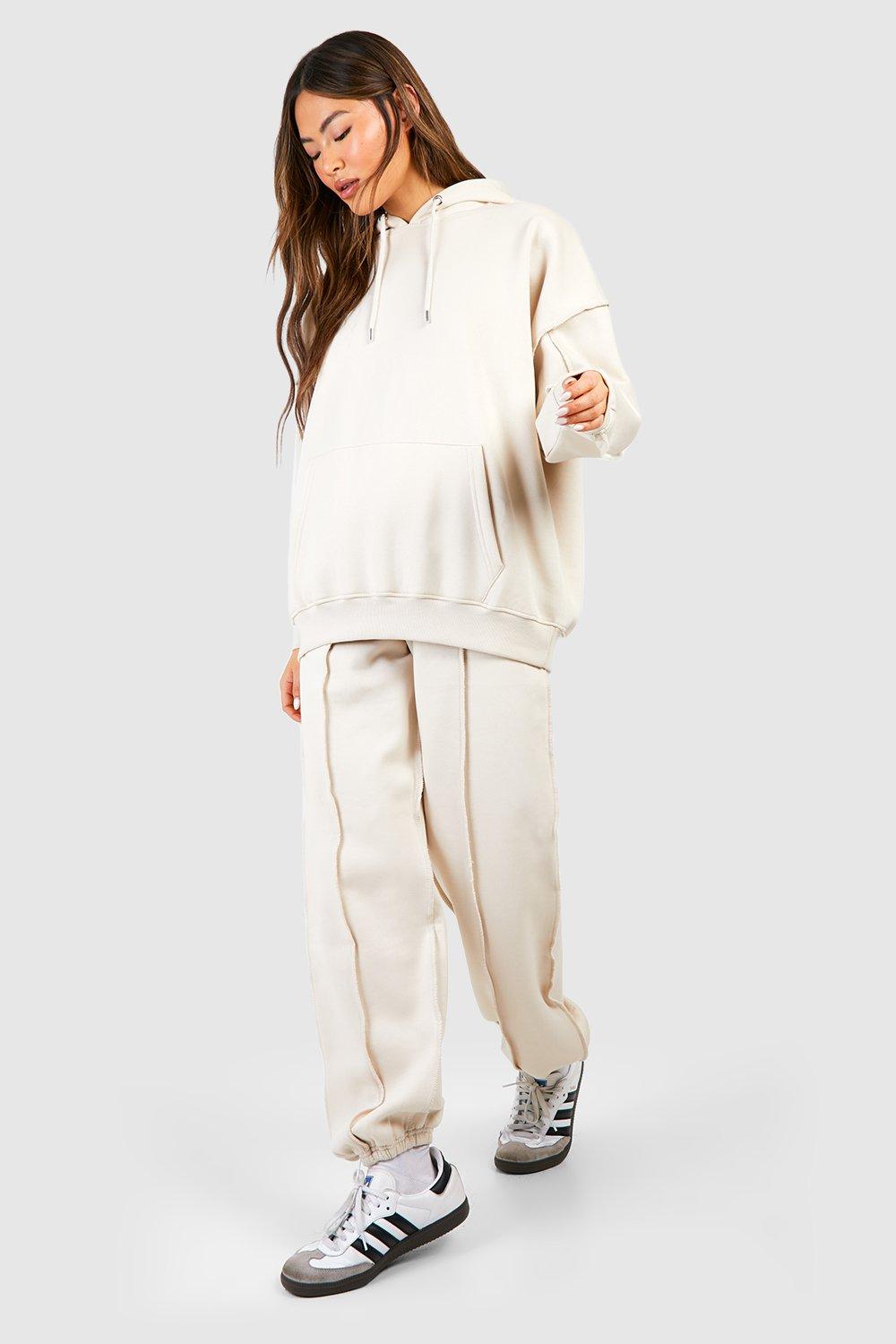 Womens Exposed Seam Oversized Jogger - Beige - M, Beige