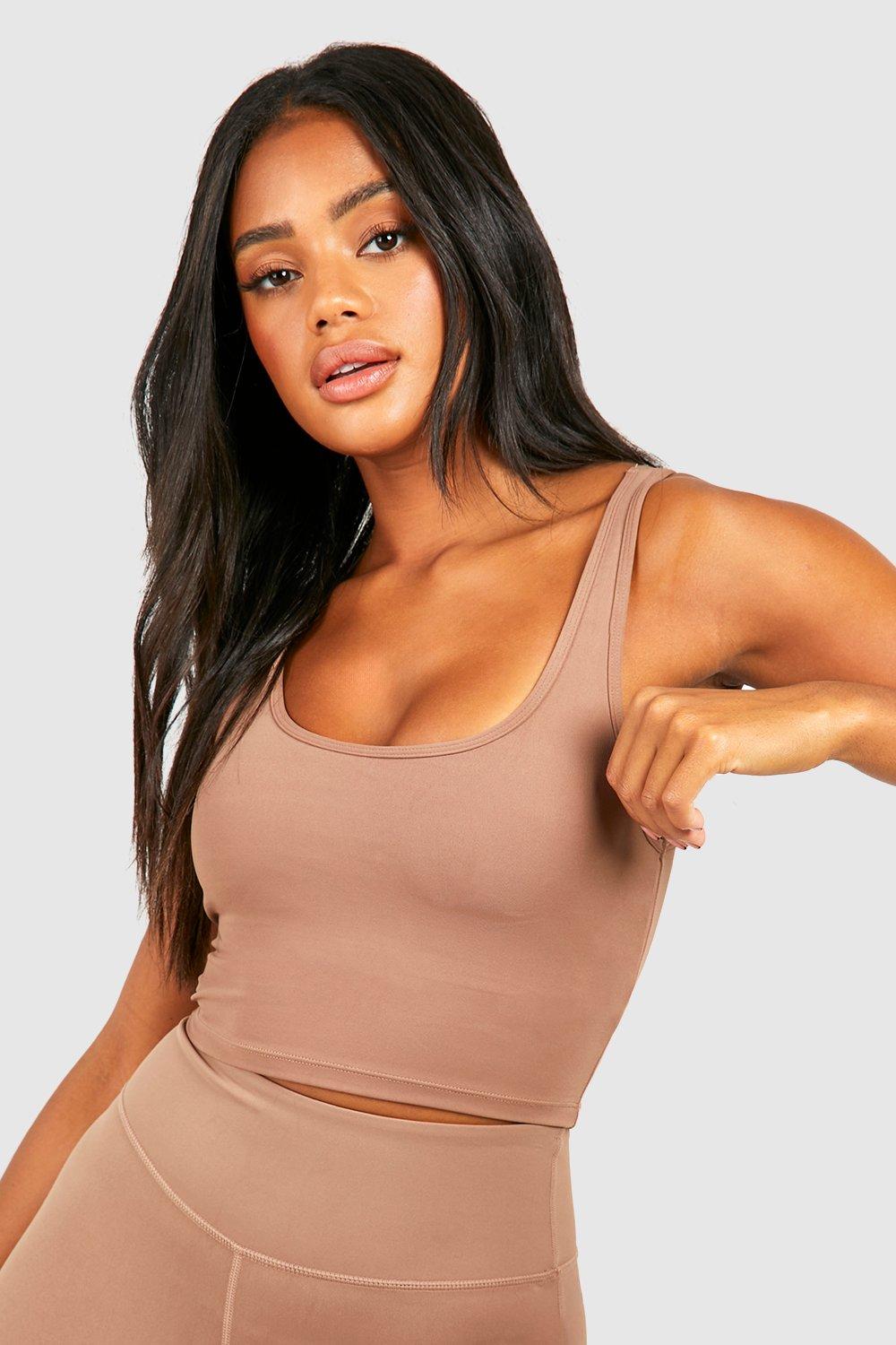 Womens Dsgn Studio Supersoft Peached Sculpt Padded Sports Bra - Brown - Xs, Brown