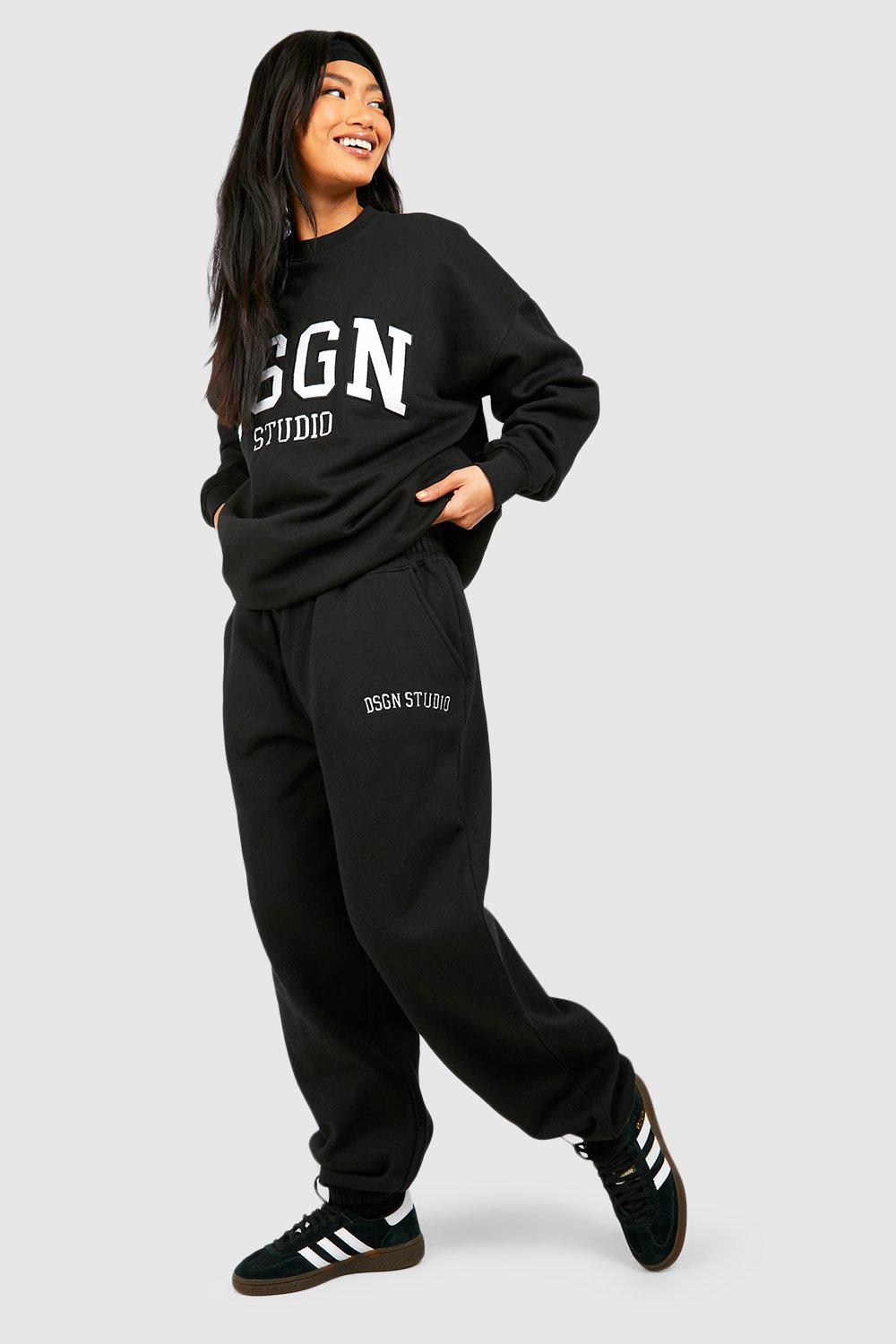 Womens Dsgn Studio Applique Oversized Jogger - Black - Xl, Black