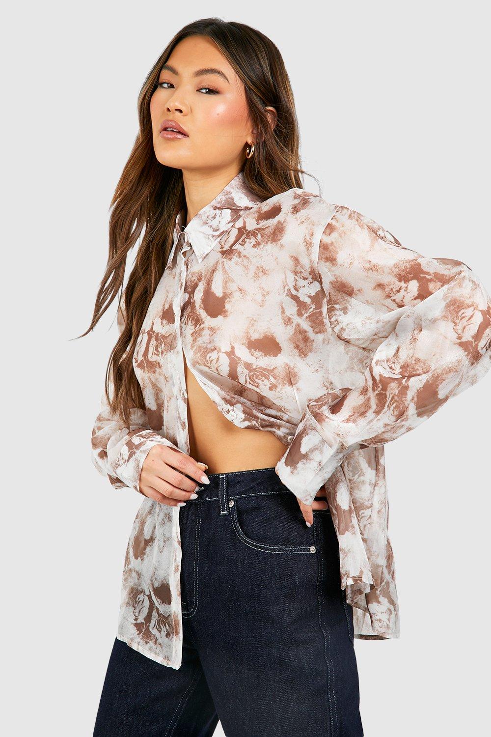 Chemise À Imprimé Abstrait - Neutral - 42, Neutral