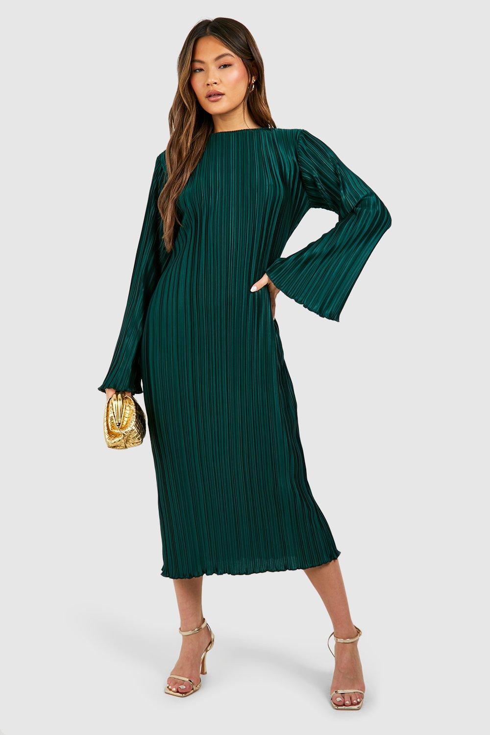 Robe Longue Plissée - Vert Sapin - 46, Vert Sapin