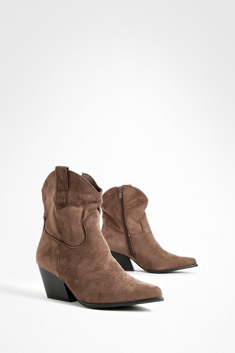 Boohoo Cowboy Enkellaarzen Met Label, Chocolate