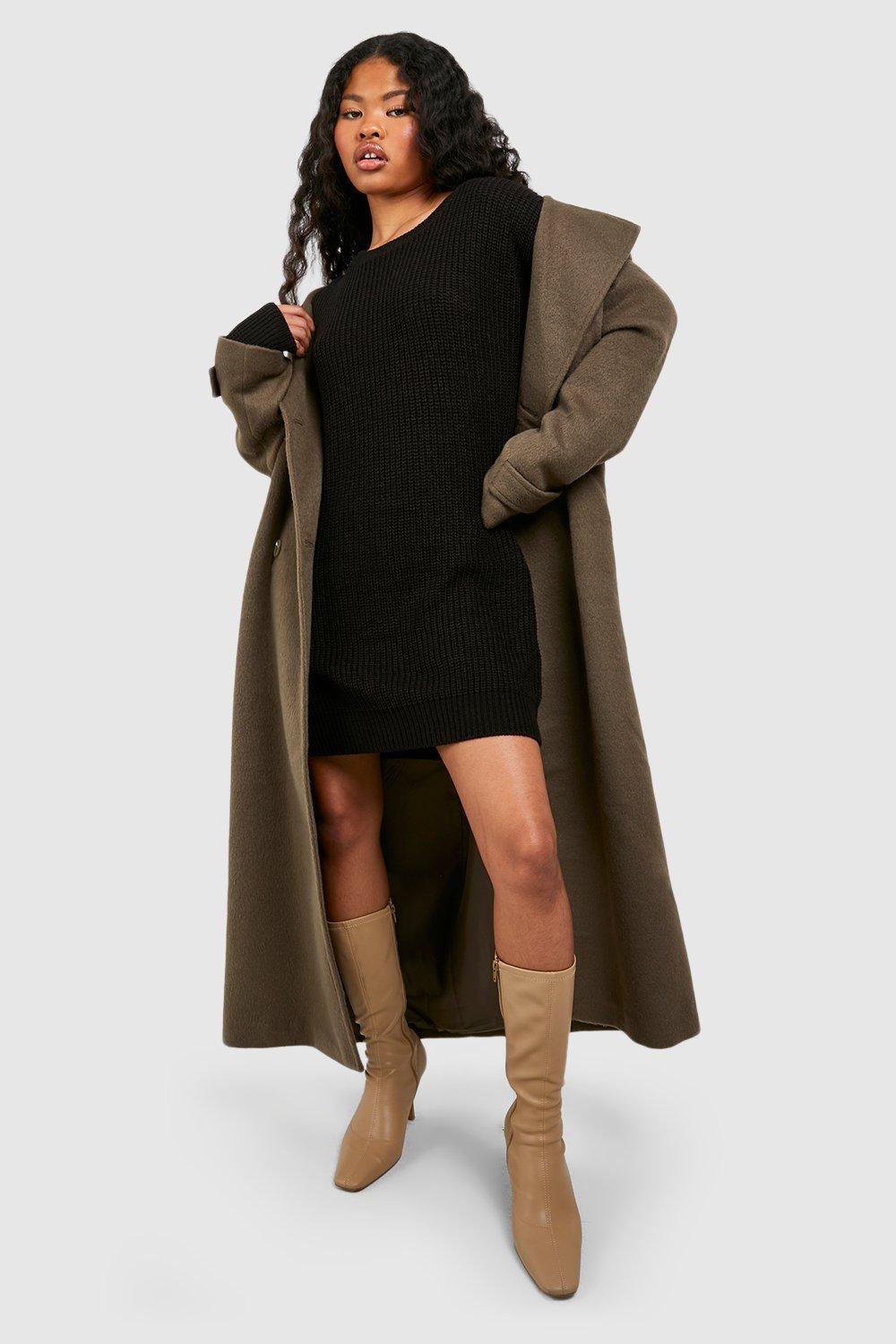 Womens Petite Crew Neck Jumper Dress - Black - 6, Black