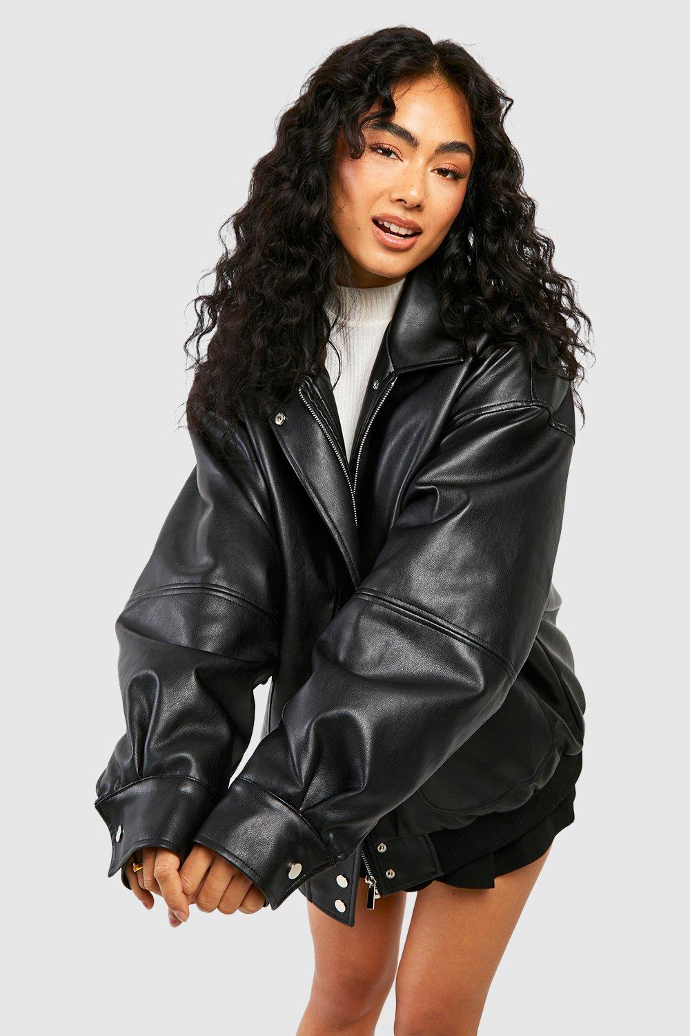 Boohoo Oversized Nepleren Jas Met Kraag, Black