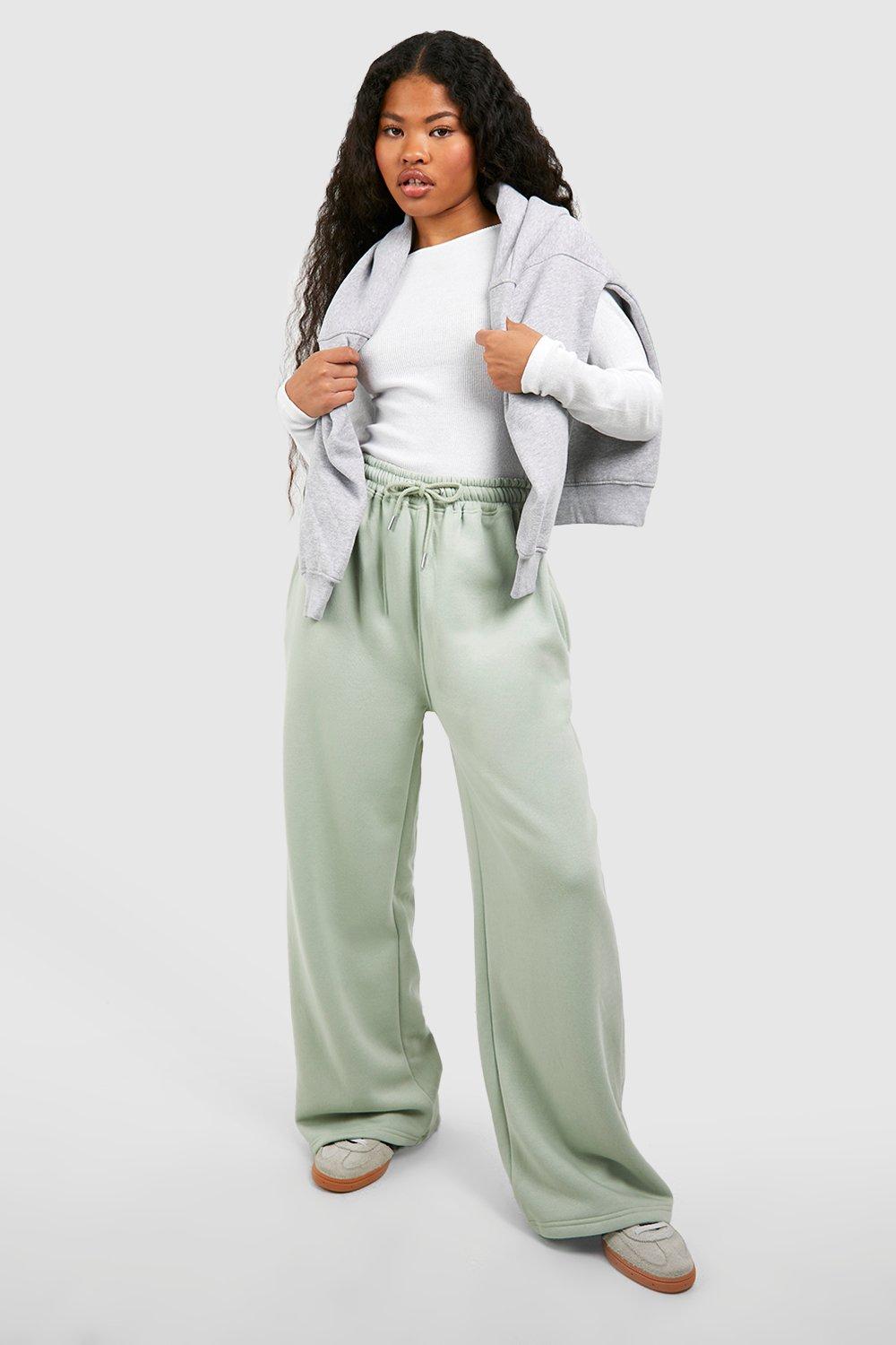 Womens Petite Wide Leg Jogger - Green - M, Green