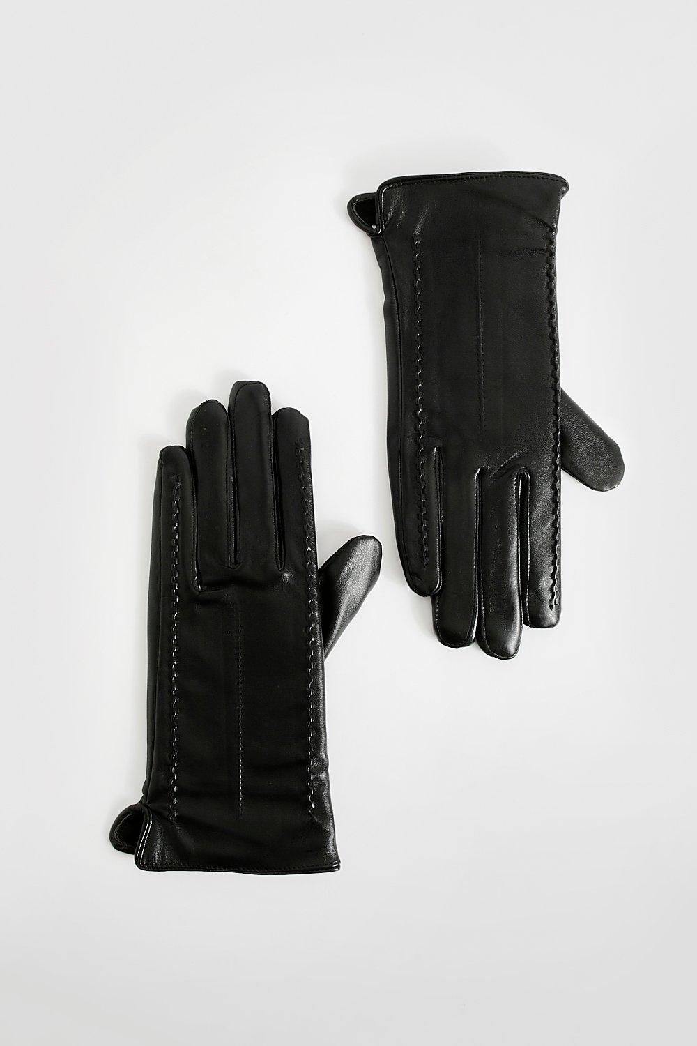 Womens Pu Seam Detail Gloves Black One Size Black