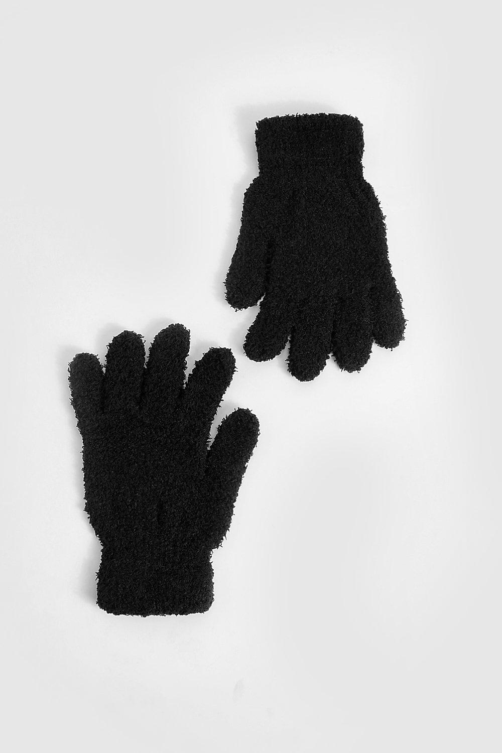 Womens Fluffy Gloves Black One Size Black