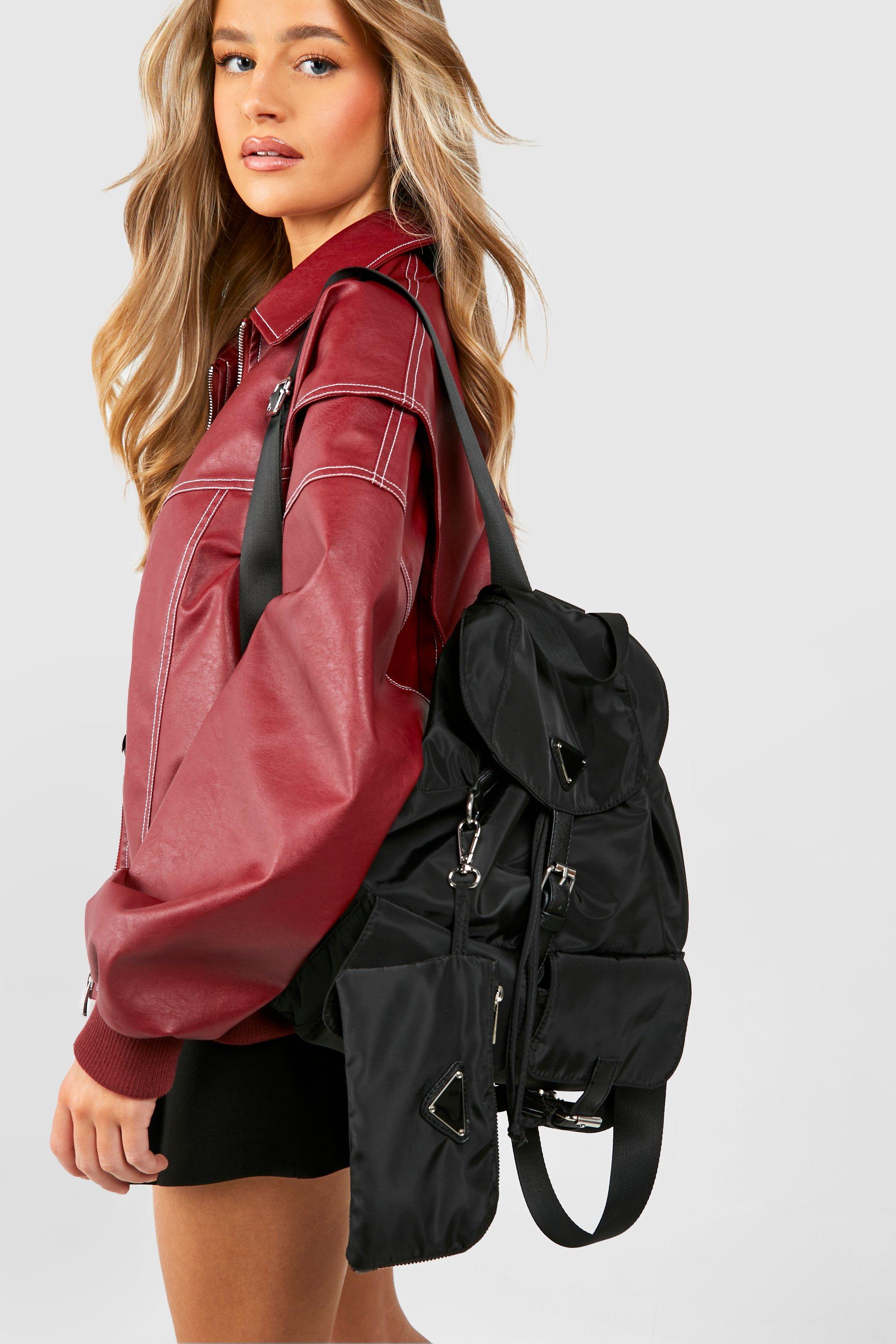 Click to view product details and reviews for Womens Double Pocket Nylon Rucksack Bag Black One Size Black.