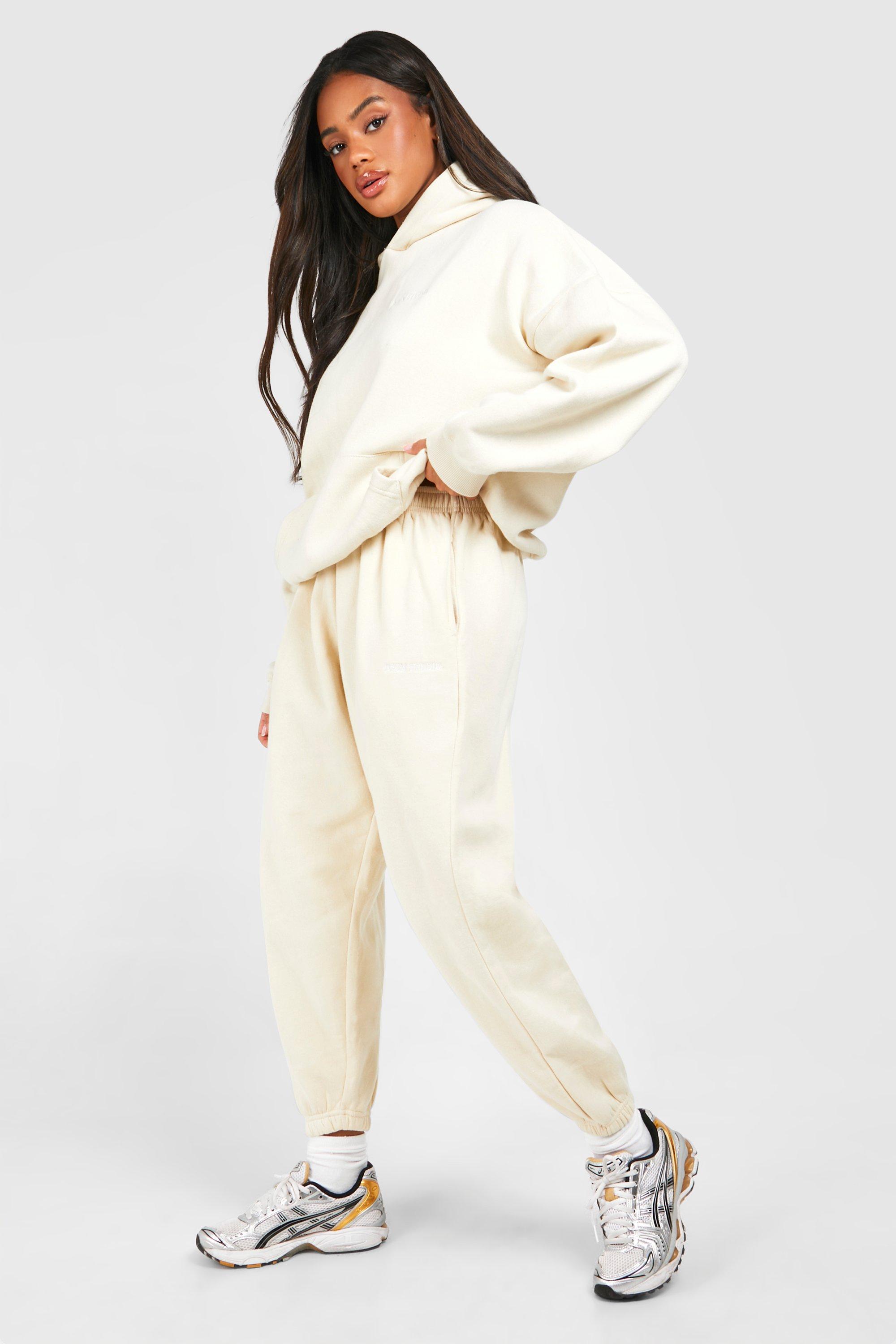 Womens Overdyed Oversized Hooded Tracksuit - Beige - M, Beige