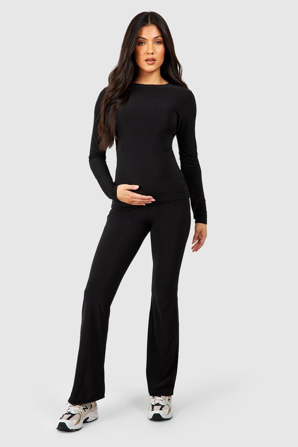 Womens Maternity Soft Touch Yoga Pant Loungewear Set - Black - 14, Black