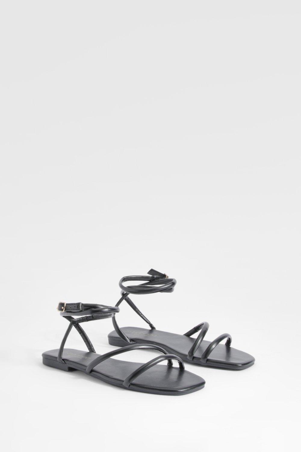 Boohoo Gewatteerde Platte Sandalen, Black