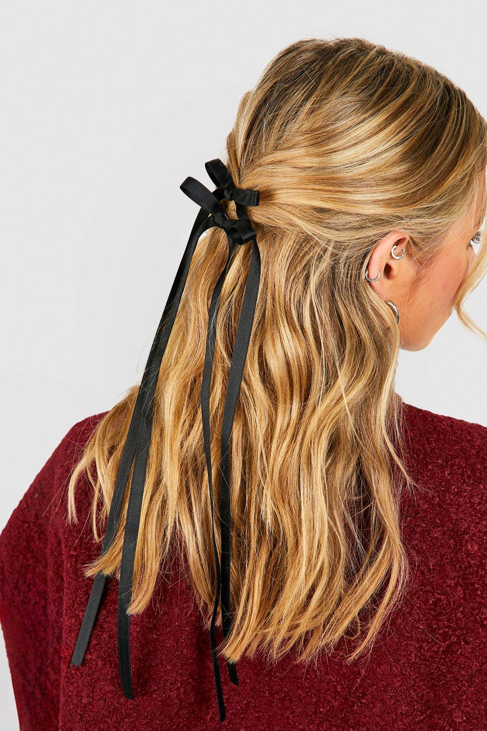 Click to view product details and reviews for Womens Satin Bow Hair Clips Black One Size Black.