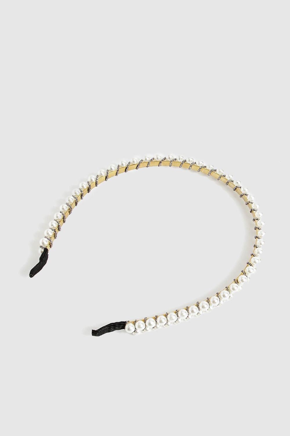 Womens Pearl Detail Headband White One Size White