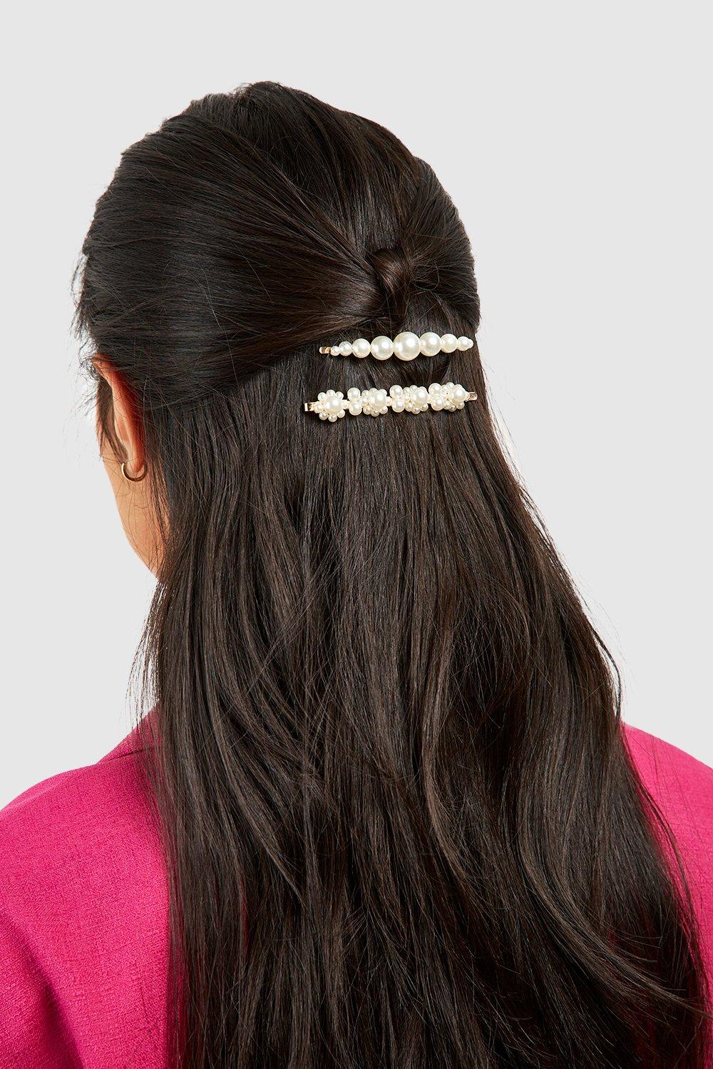 Click to view product details and reviews for Womens Pearl Statement Hair Clips White One Size White.