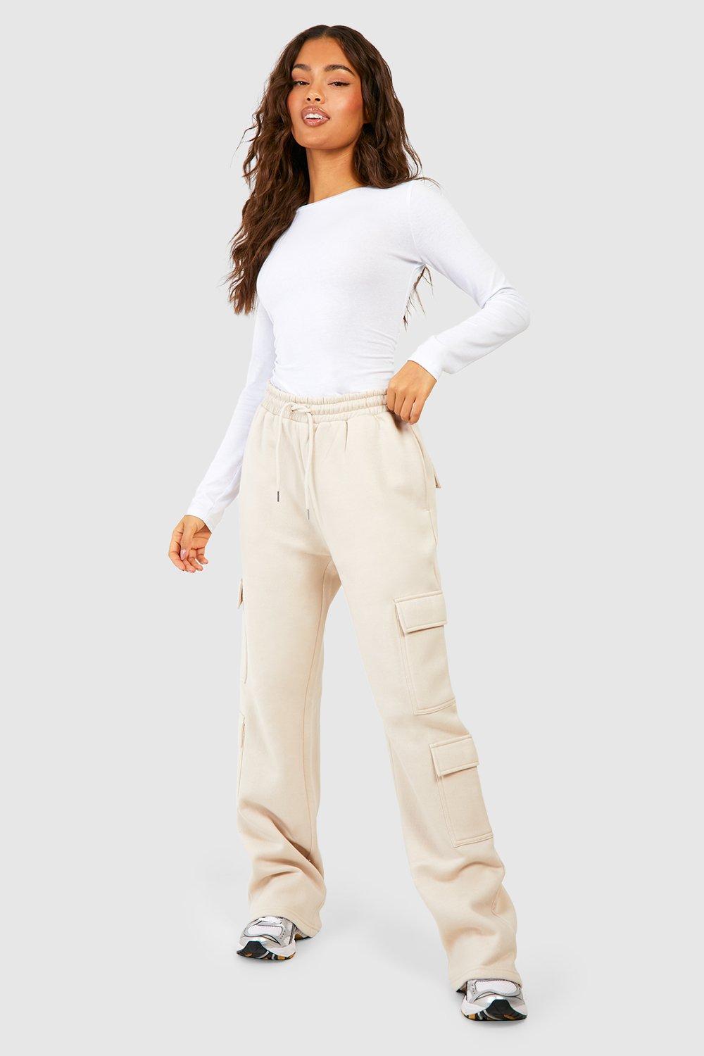 Womens Double Cargo Pocket Straight Leg Jogger - Beige - Xl, Beige