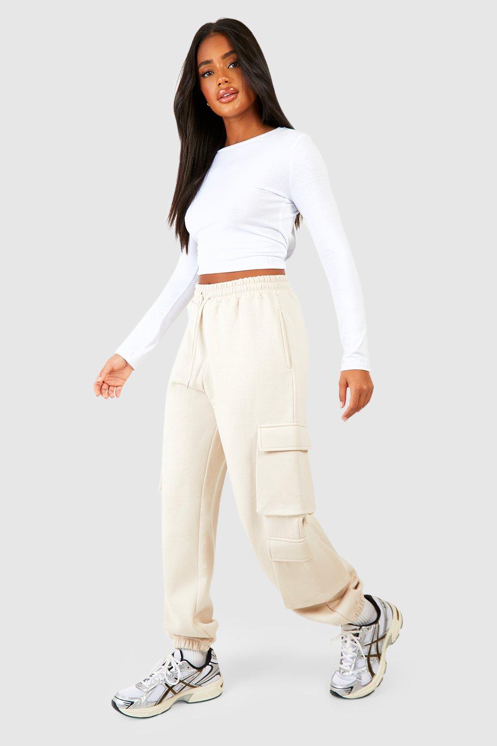 Womens Double Cargo Pocket Oversized Jogger - Beige - Xs, Beige