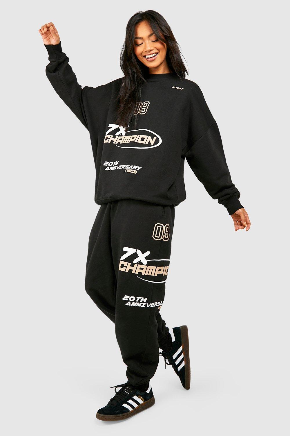 Womens Motorsport Multi Print Sweatshirt Tracksuit - Black - Xl, Black