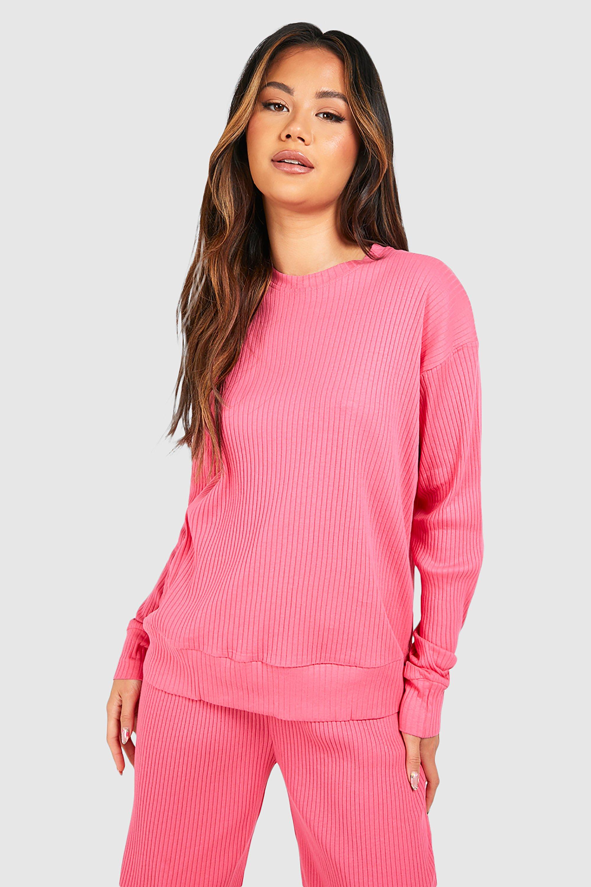 Image of T-shirt di S. Valentino oversize a maniche lunghe a coste, Pink