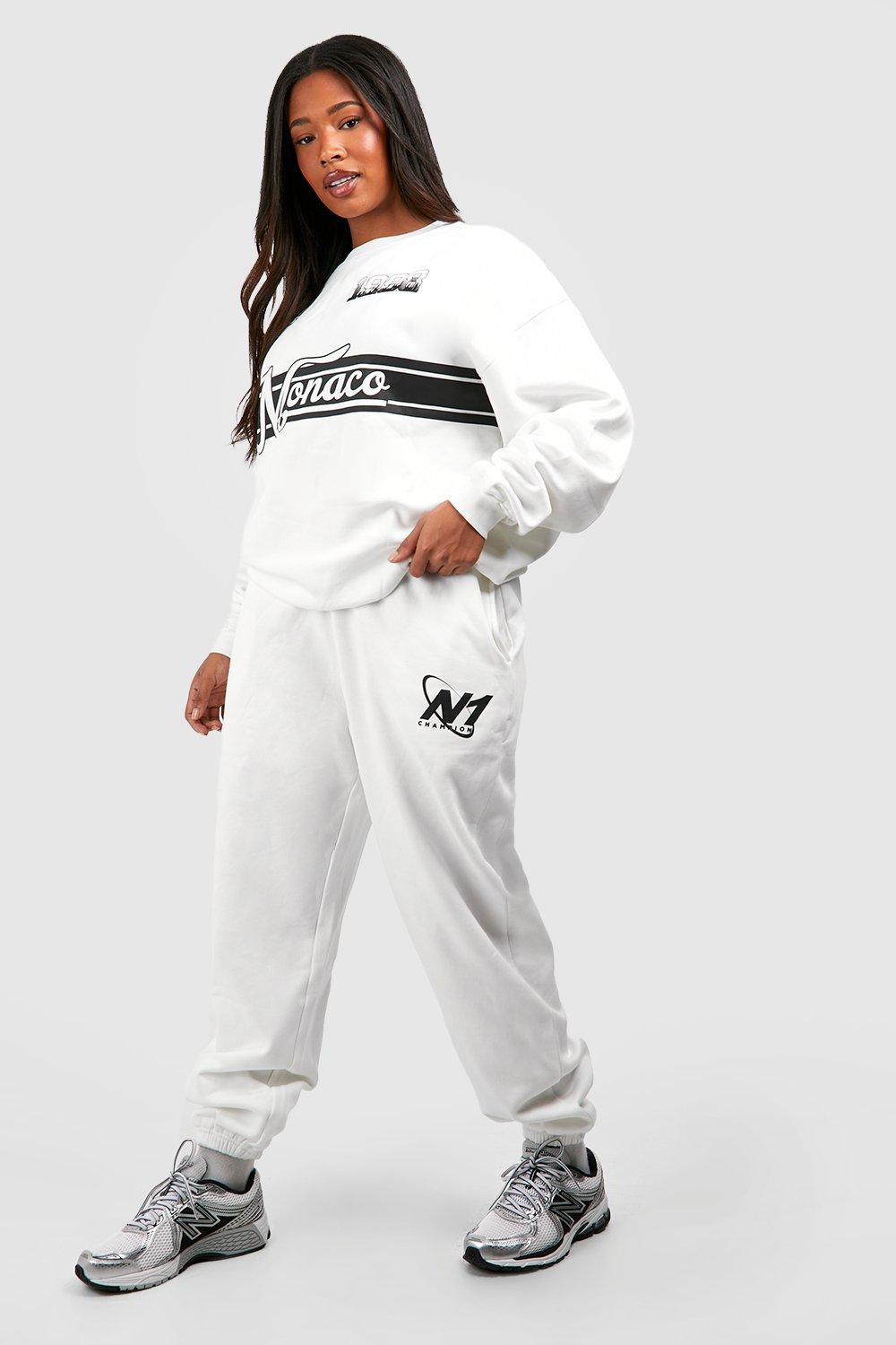 Womens Plus Motorsport Multiprint Tracksuit - Cream - 28, Cream