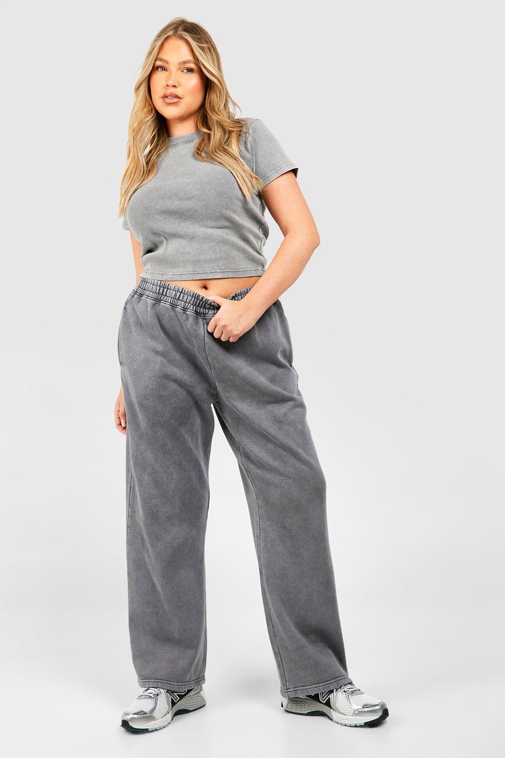 Womens Plus Washed Straight Leg Jogger - Grey - 24, Grey