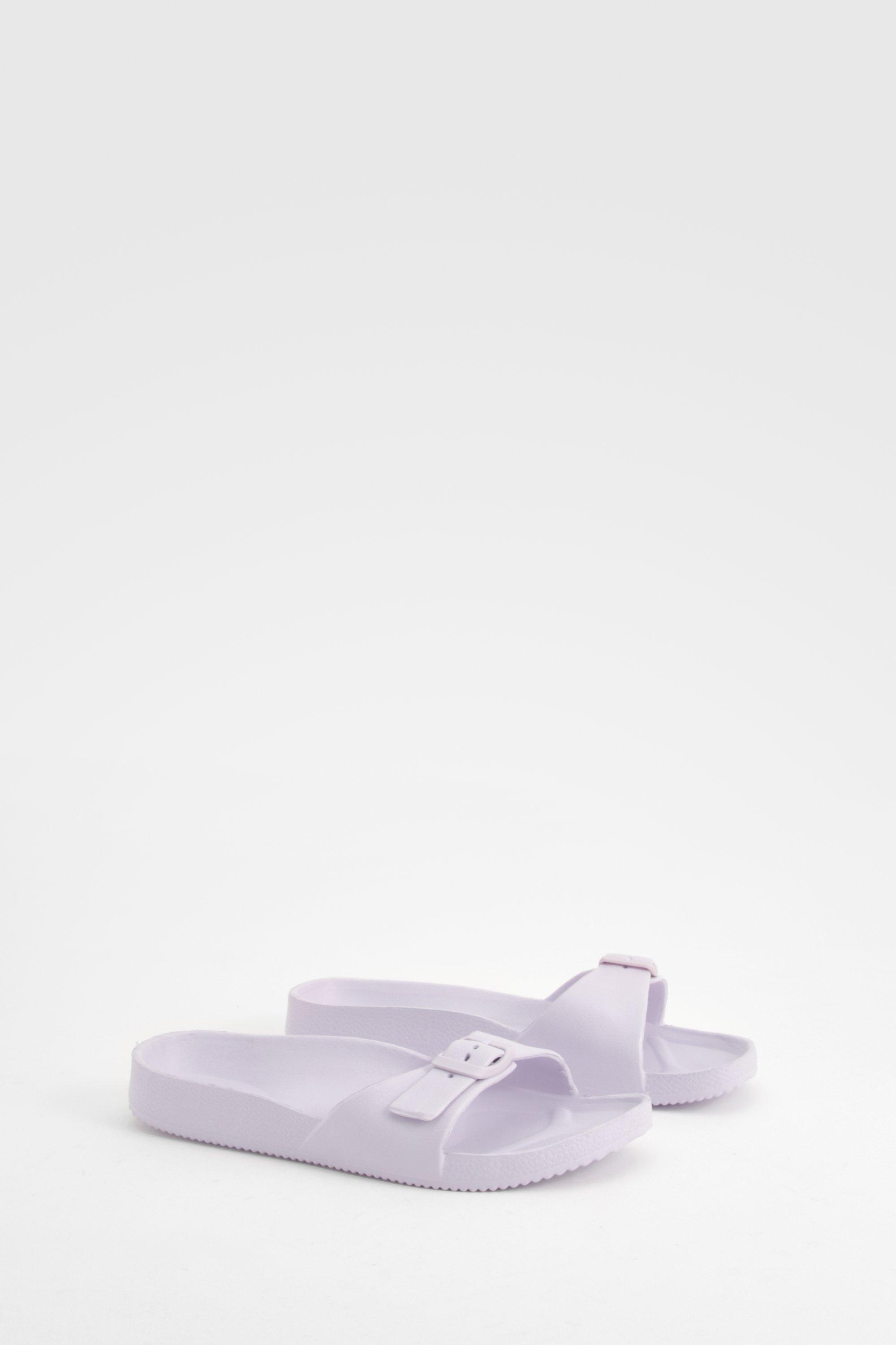 Womens Single Strap Chunky Sliders - Purple - 7, Purple