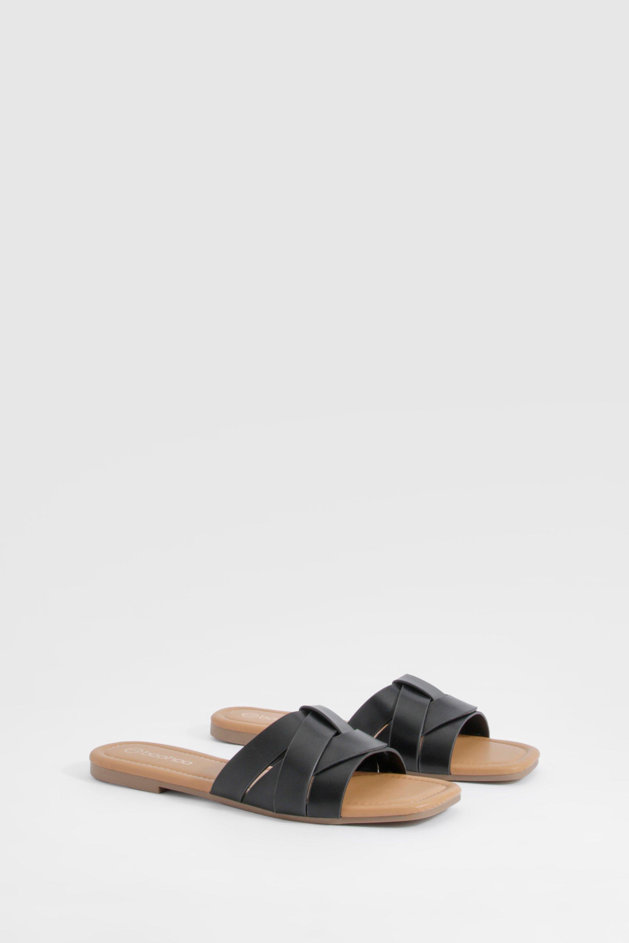 Image of Woven Basic Mule Sandals, Nero