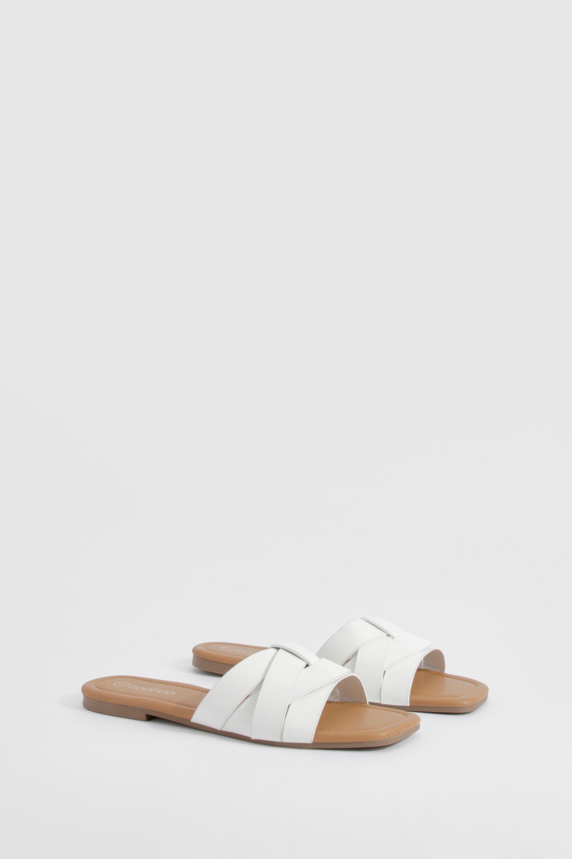Image of Woven Basic Mule Sandals, Bianco