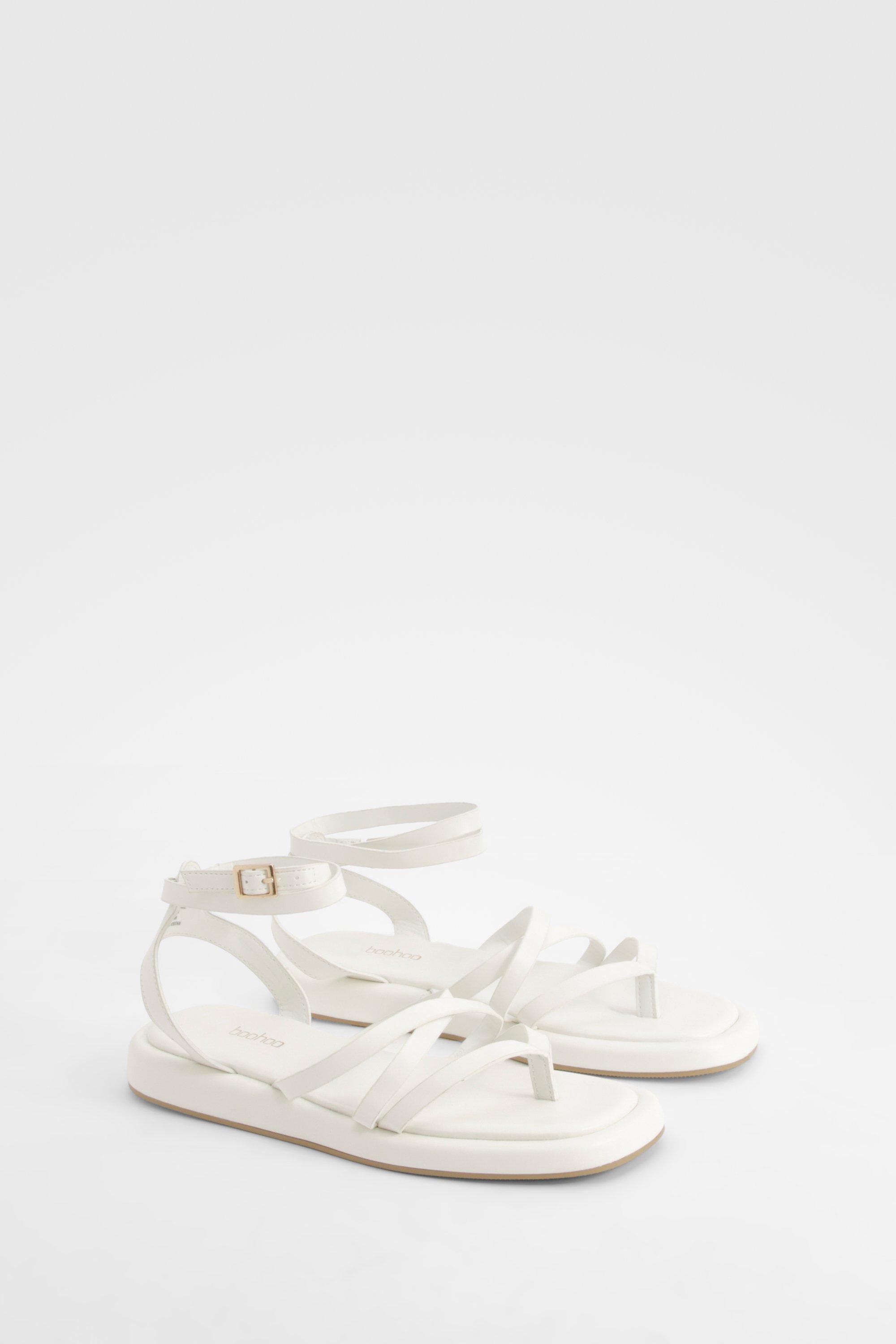 Image of Wide Fit Strappy Chunky Sandals, Bianco