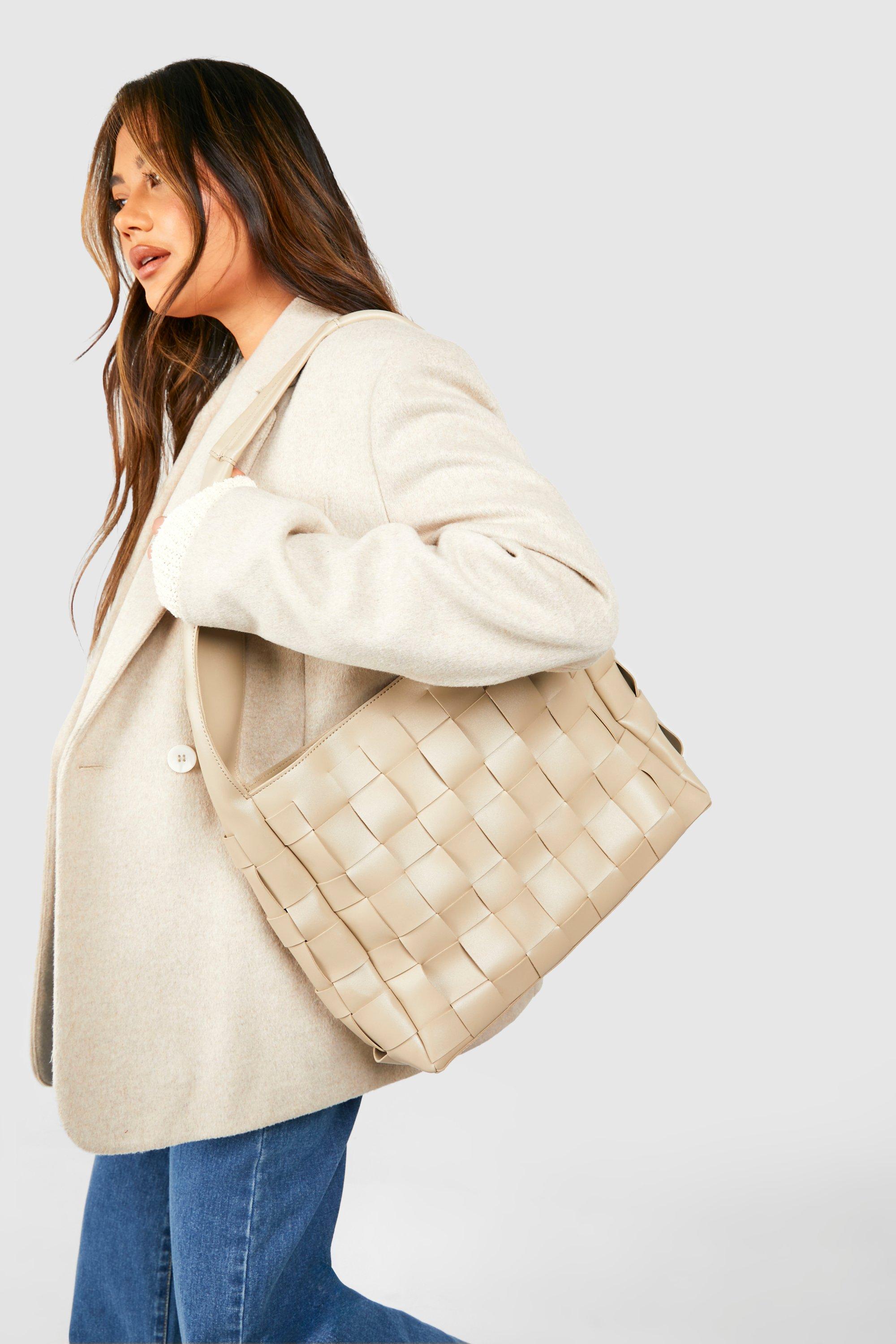 Womens Woven Detail Tote Bag - White - One Size, White