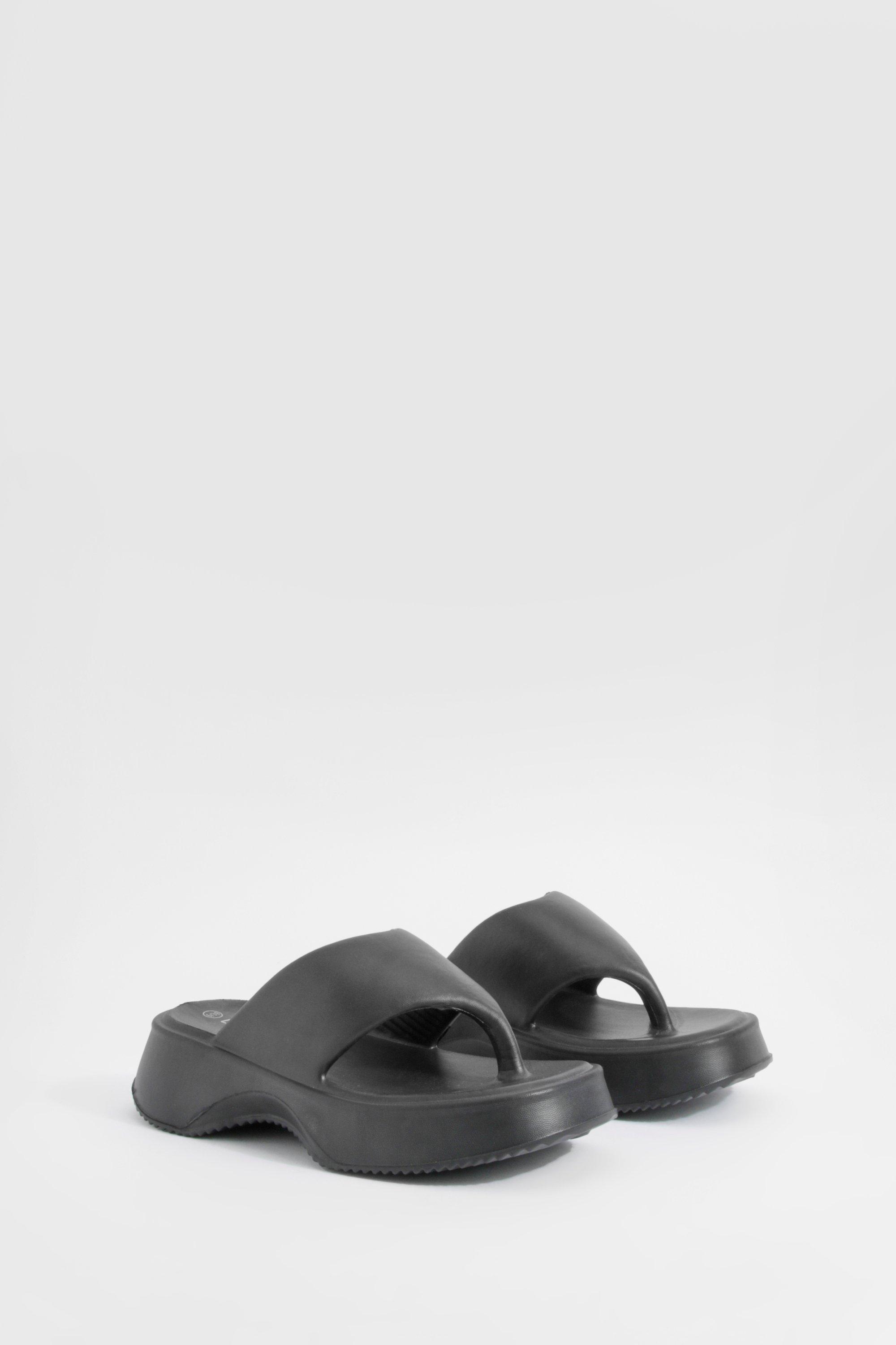 Womens Chunky Platform Flip Flops - Black - 3-4, Black