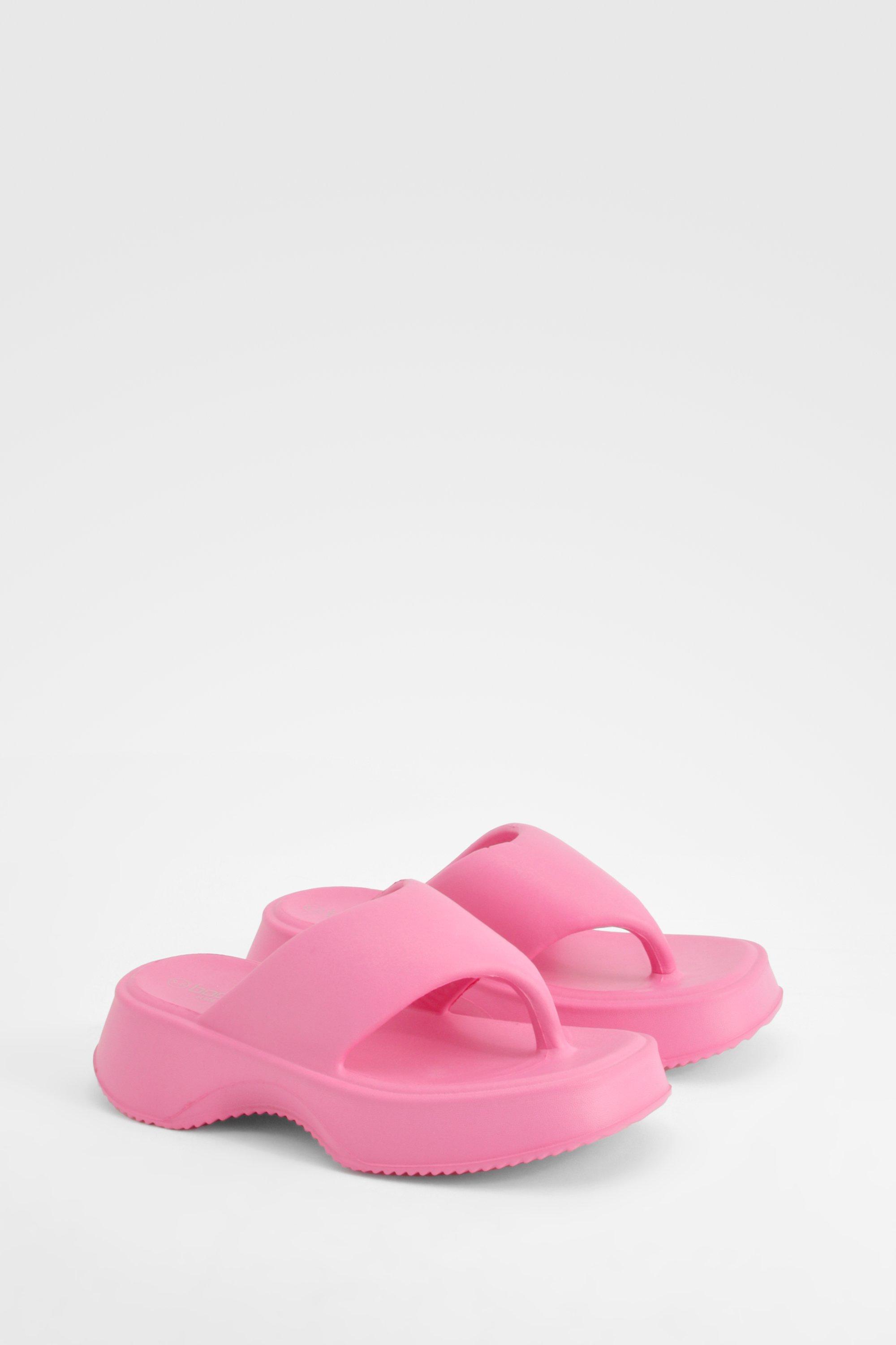 Womens Chunky Platform Flip Flops - Pink - 3-4, Pink