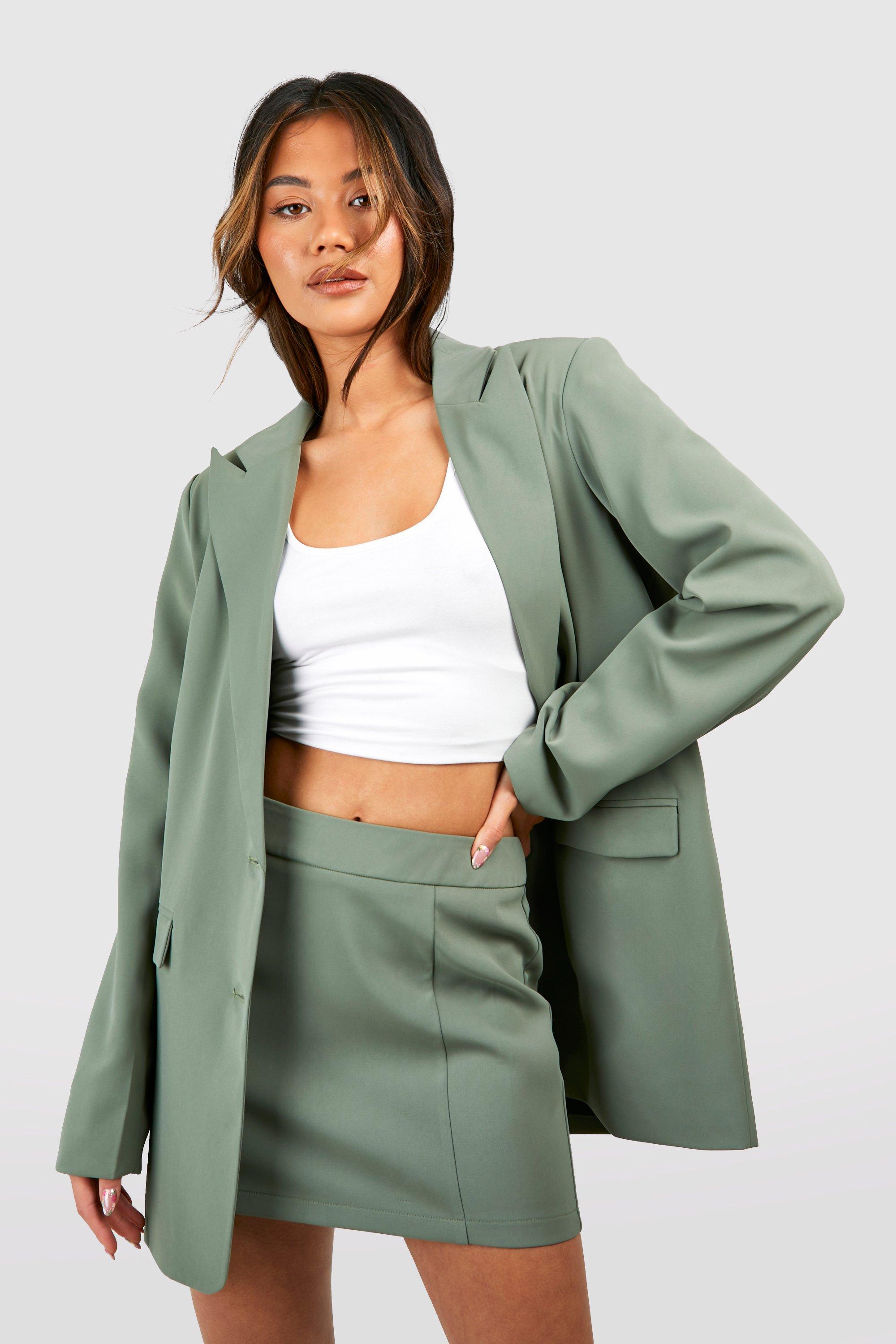 Boohoo Mini Mini Rokje Met Naaddetail, Khaki