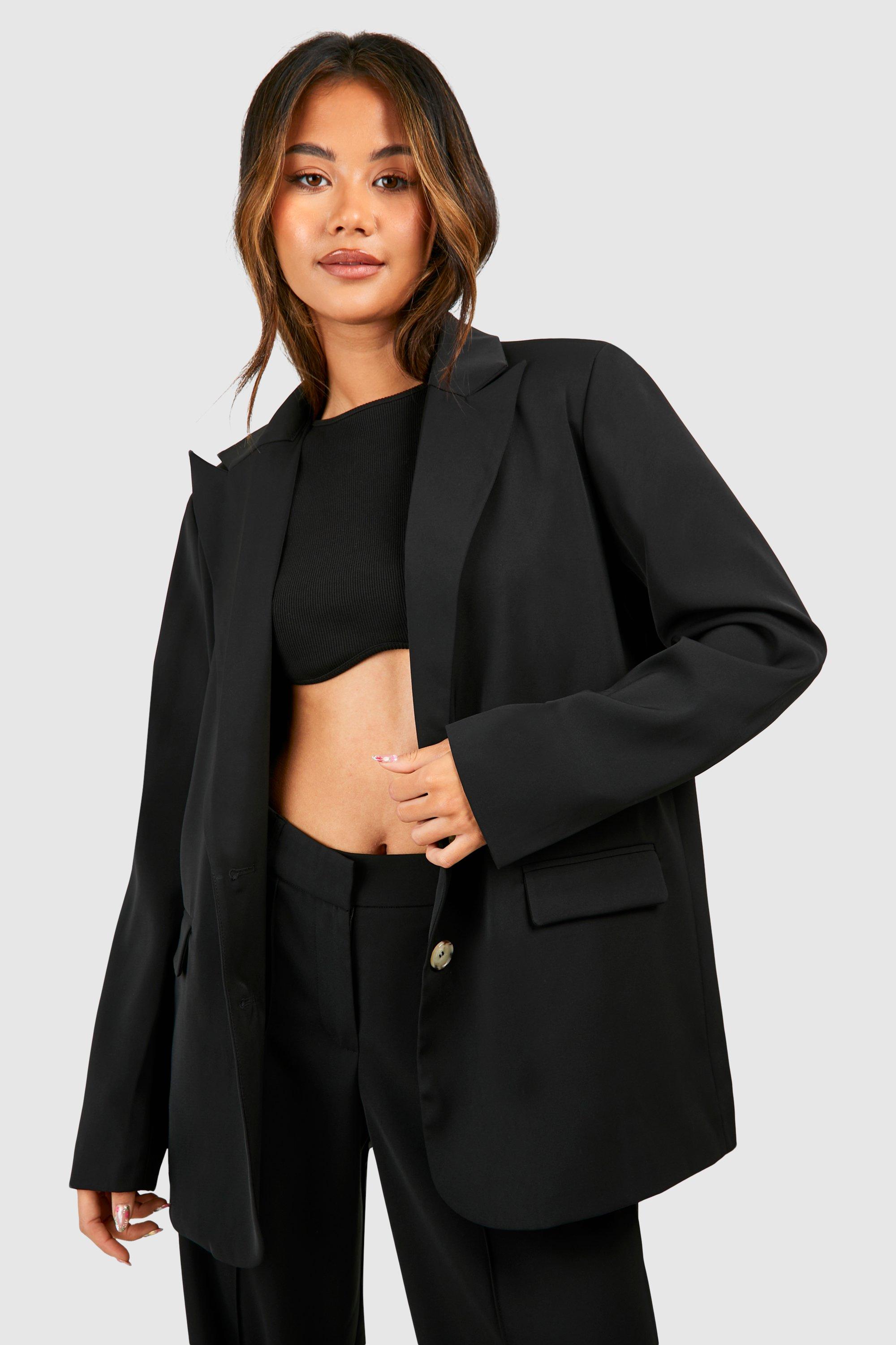 Boohoo Baggy Blazer Met Achter Split, Black