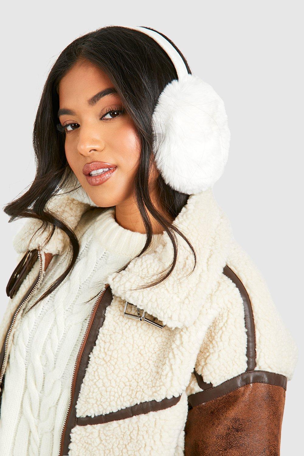 Womens Faux Fur Fluffy Earmuff White One Size White