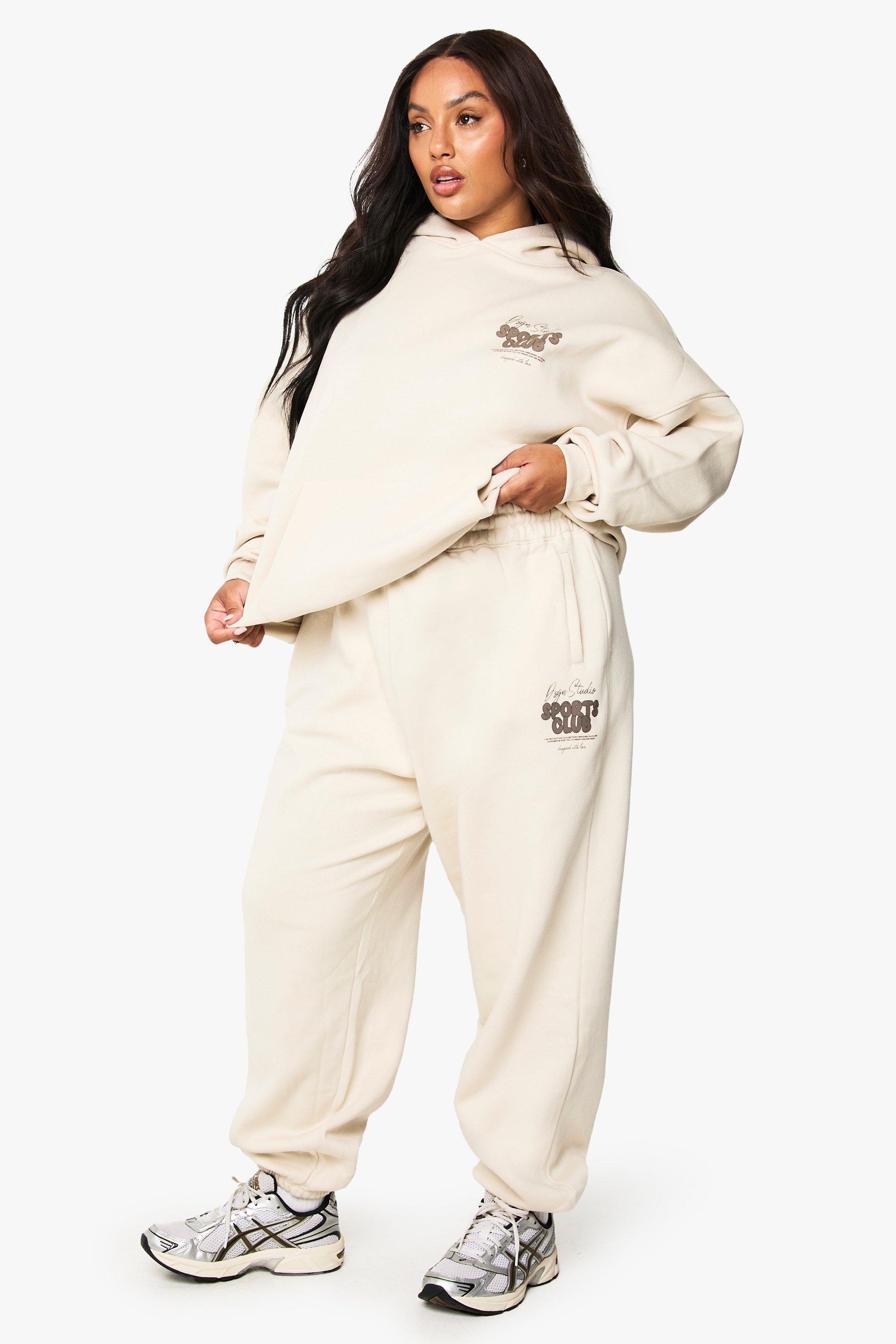 Image of Pantaloni tuta Plus Size Dsgn Studio Sport con polsini alle caviglie, Beige