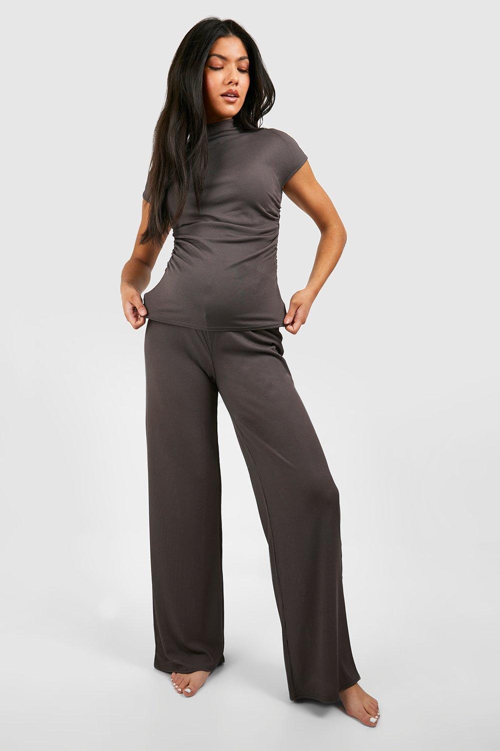 Womens Maternity Textured Loungewear Set - Grey - 14, Grey