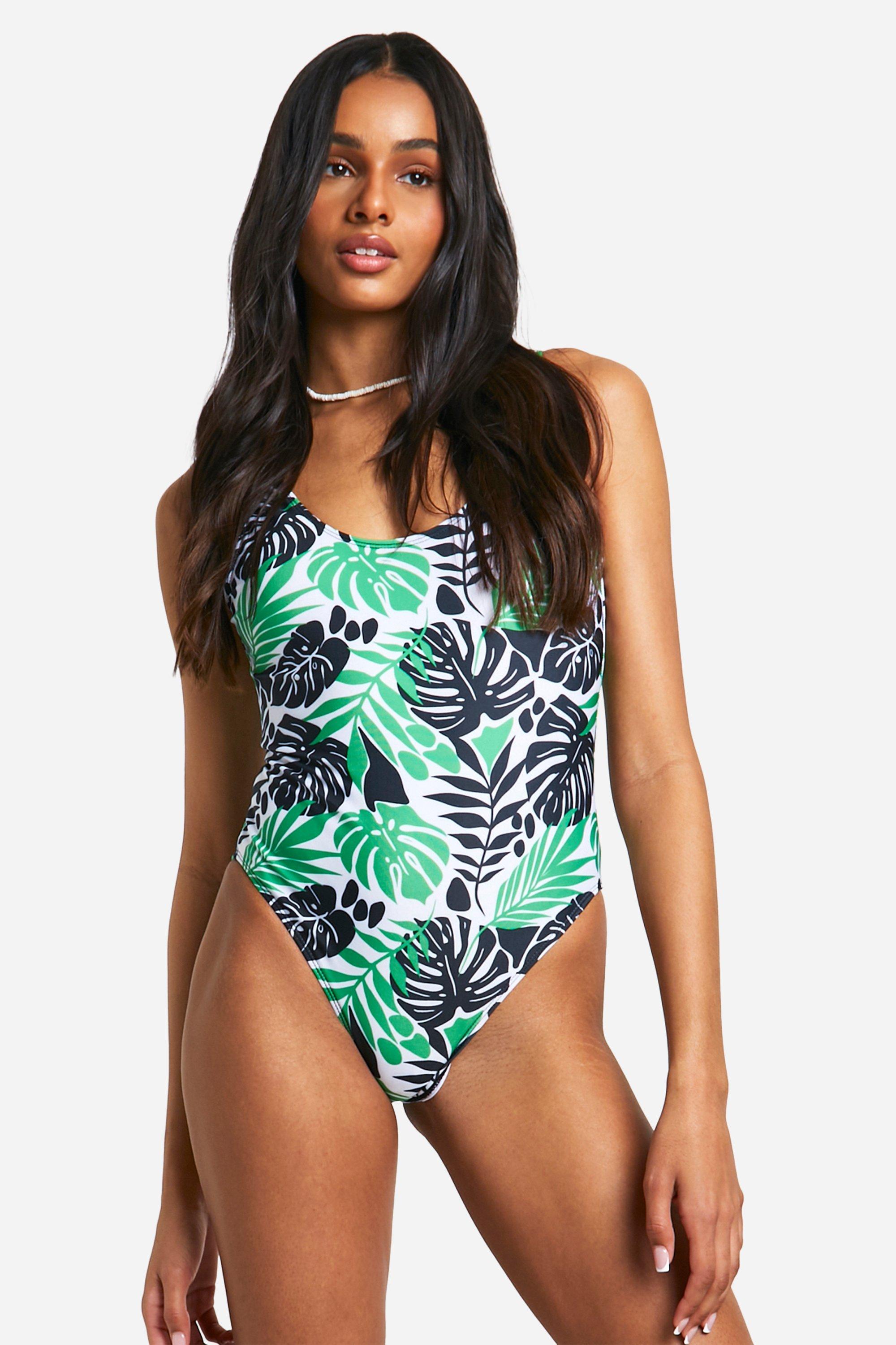 Womens Tall Tropical Strappy Swimsuit - Black - 6, Black