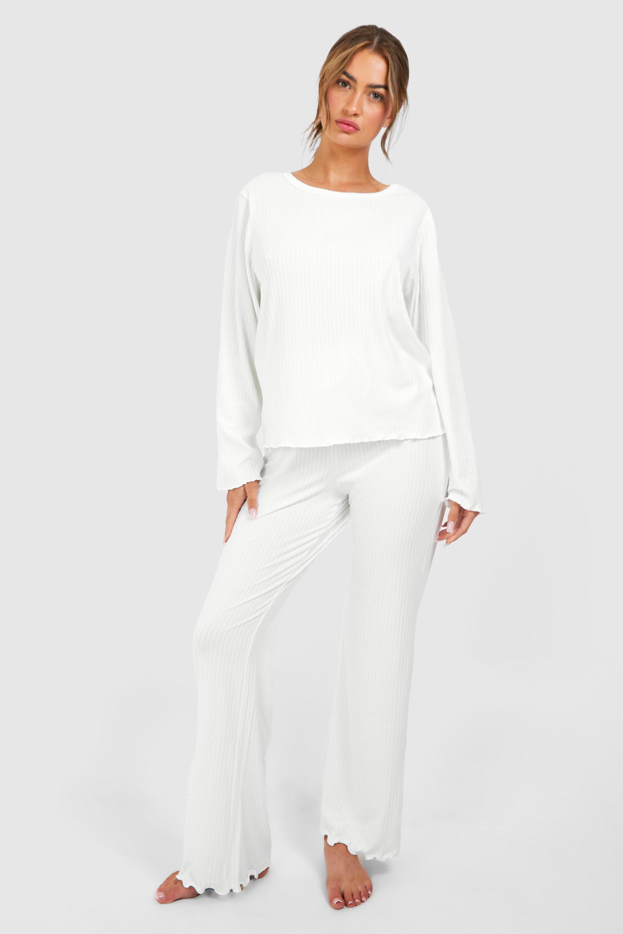 Image of Set pigiama a maniche lunghe con maniche lunghe & pantaloni, Bianco