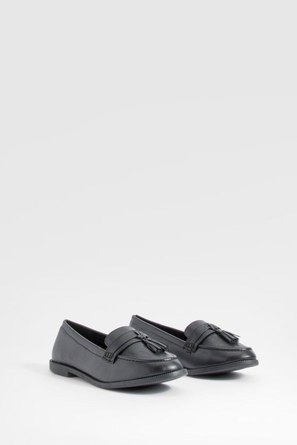 Womens Tassel Loafers - Black - 3, Black