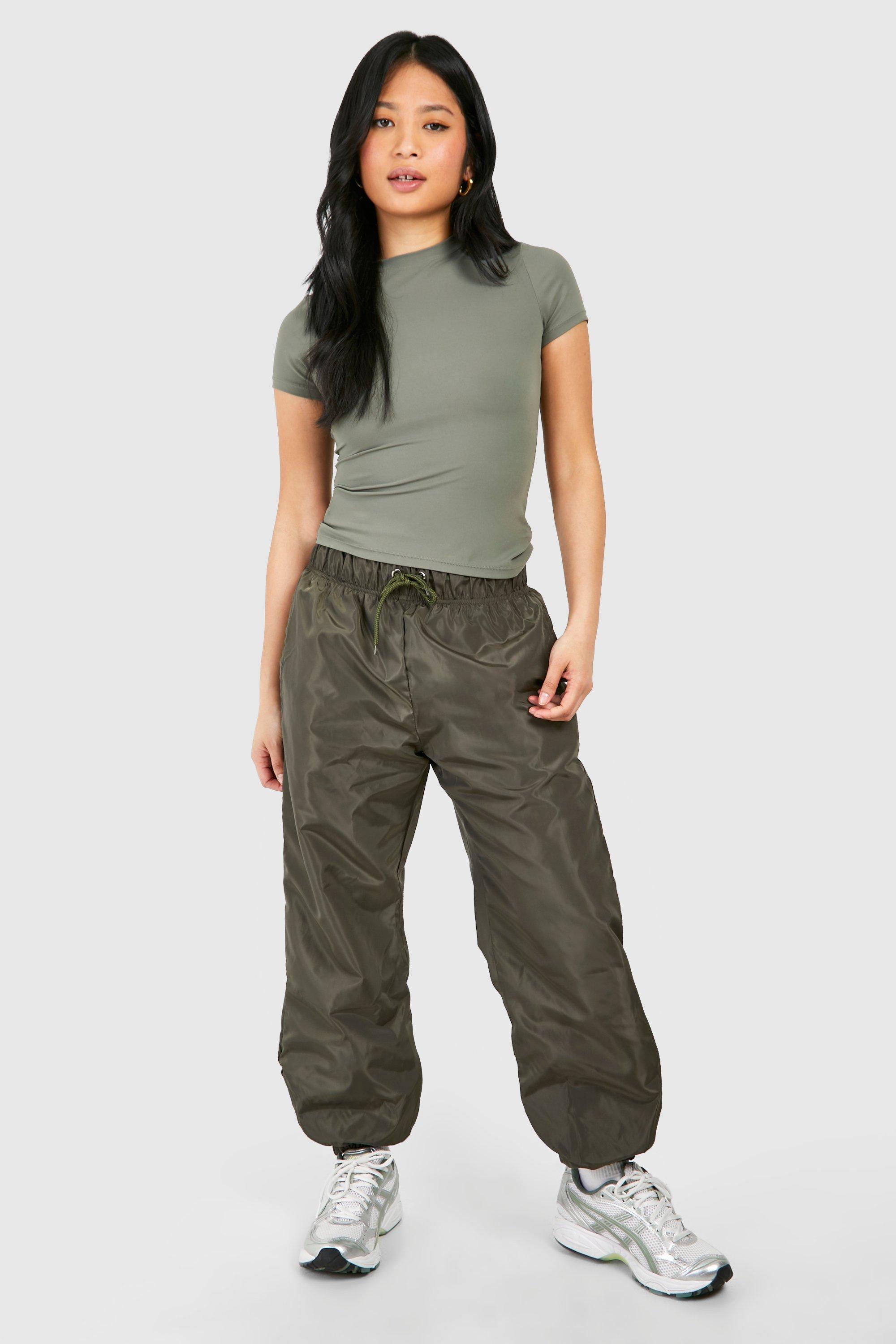 Image of Pantaloni da paracadutista Petite con laccetti sui polsini e fondo, Verde
