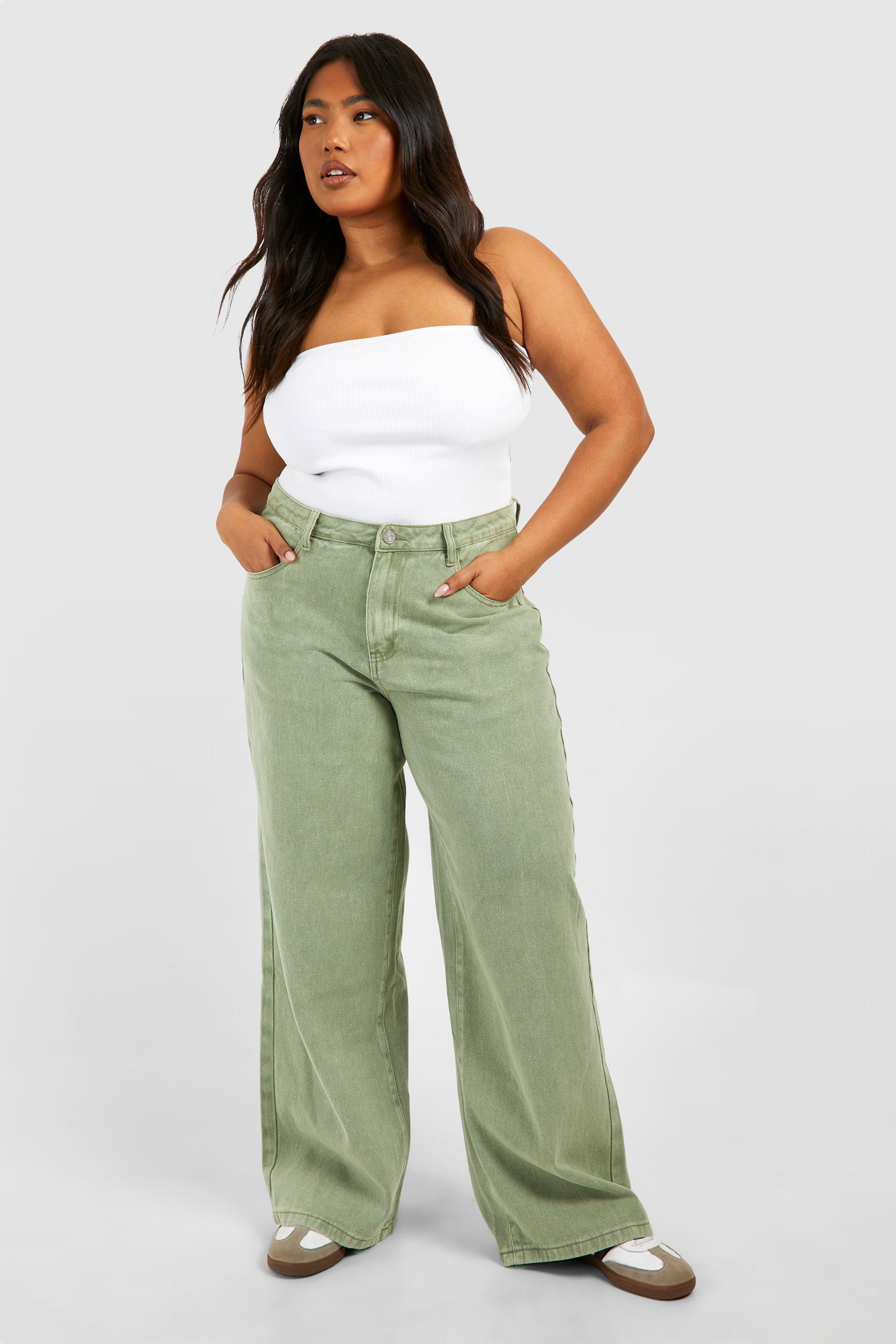 Image of Plus Washed Wide Leg Jean, Grigio